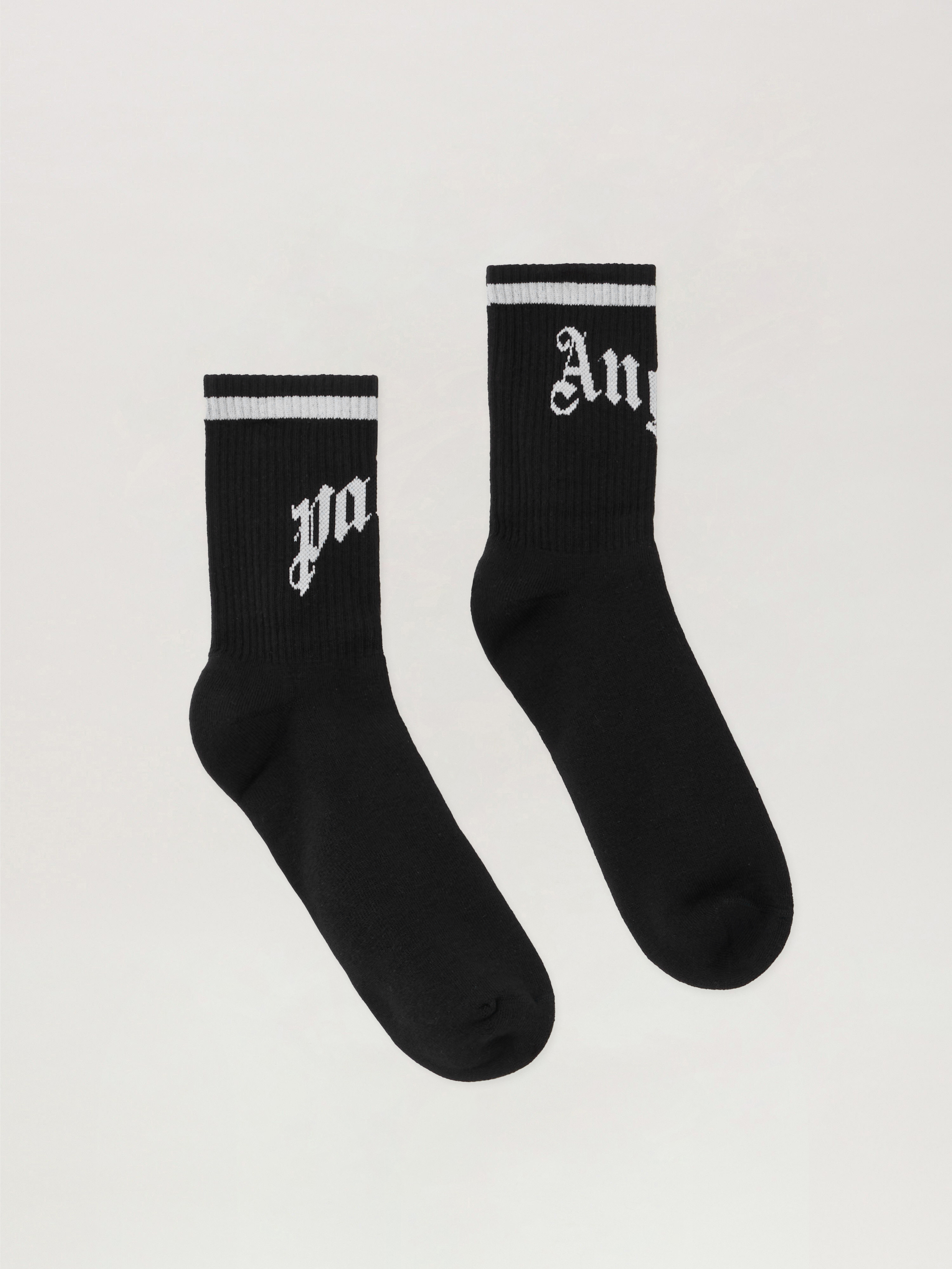 Palm Angels Curved Logo Track Socks In Black