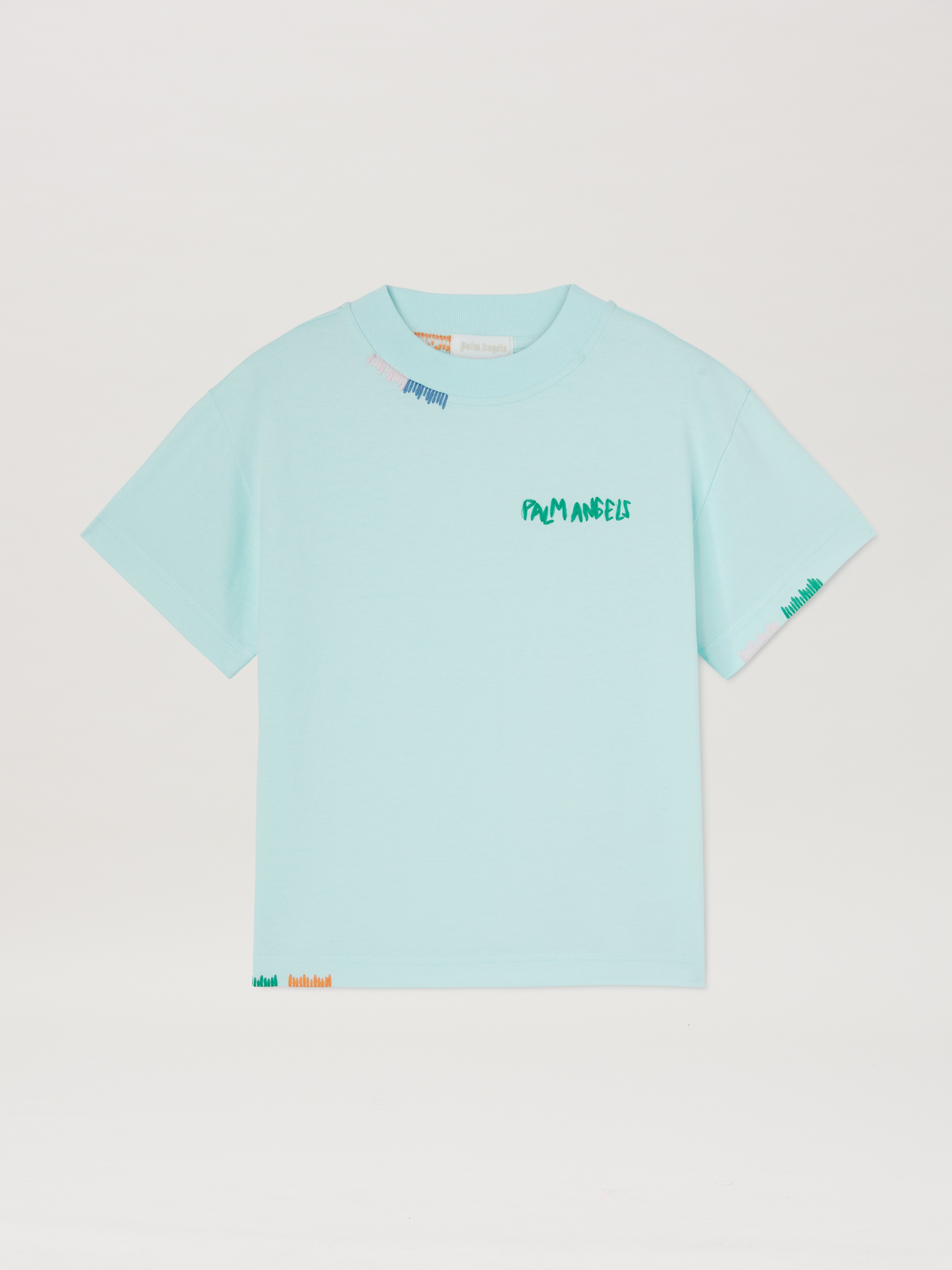 Palm Angels Kids' Multicolor Logo Embroidered T-shirt