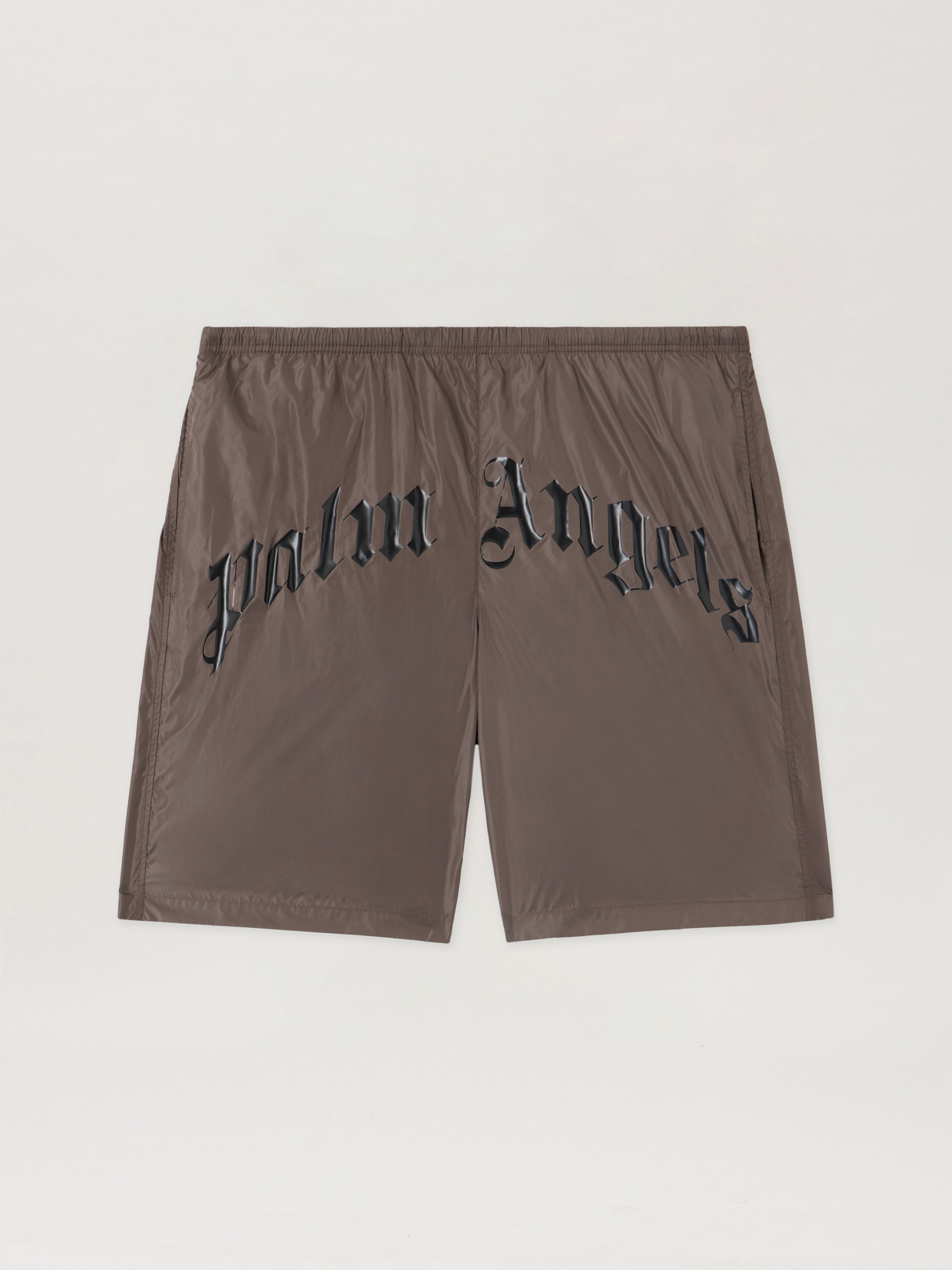 Curved Logo Swimshorts in BROWN BLACK for Men | Palm Angels®