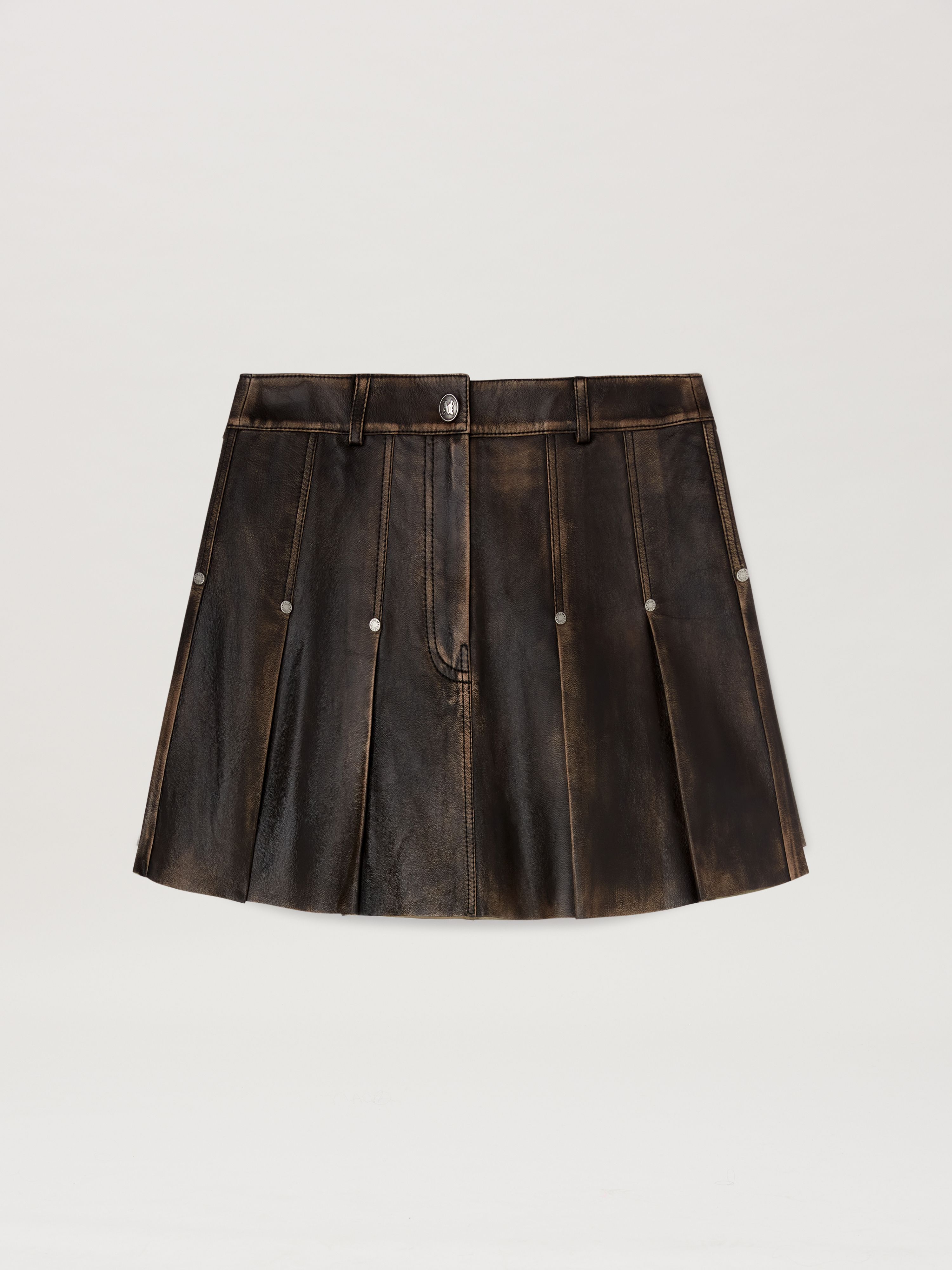 Palm Angels Curved Logo Leather Miniskirt