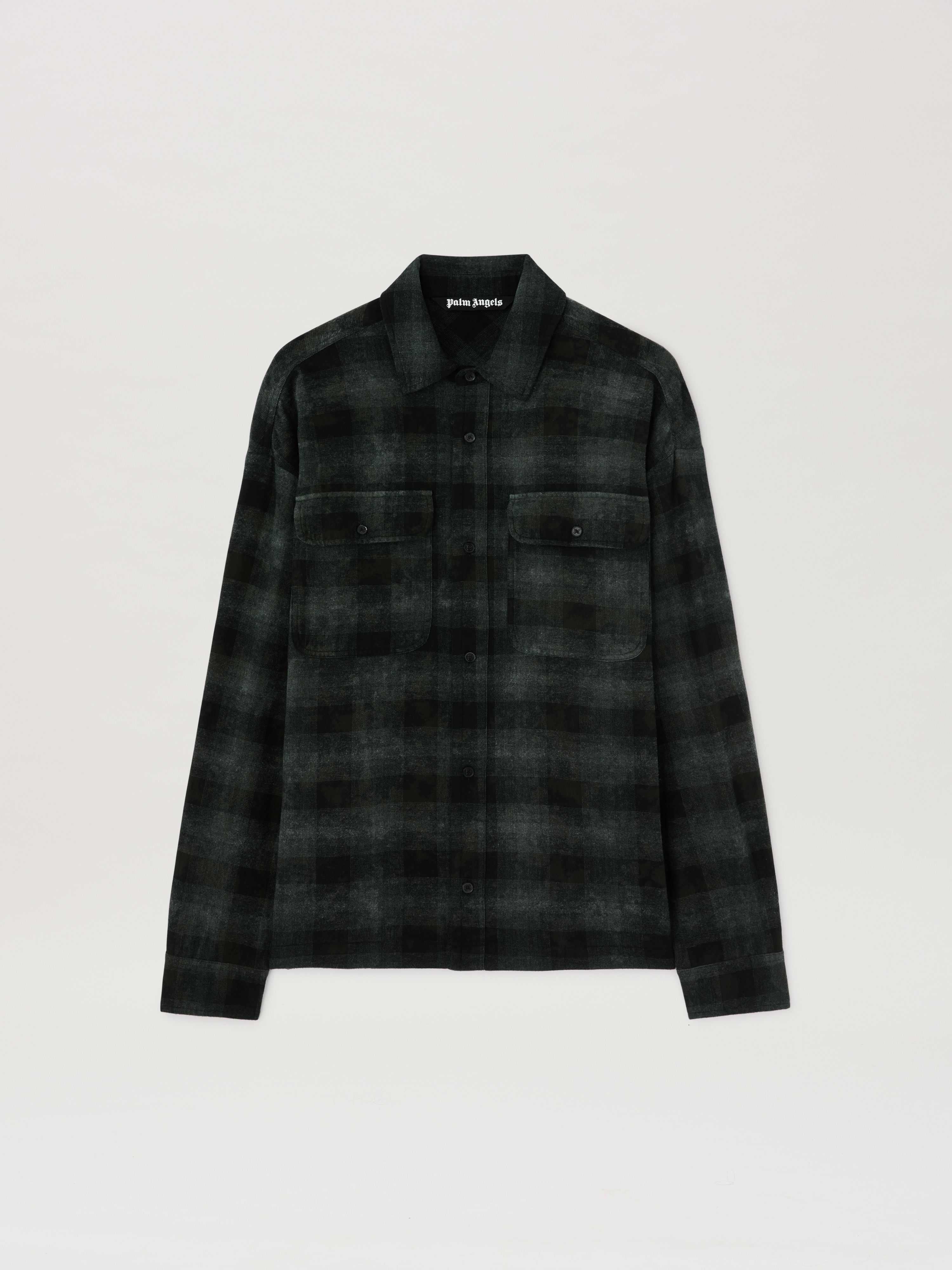 Curved logo Check shirt in MILITARY GREEN - OFF WHITE for Curved logo Check shirt in MILITARY GREEN - OFF WHITE for