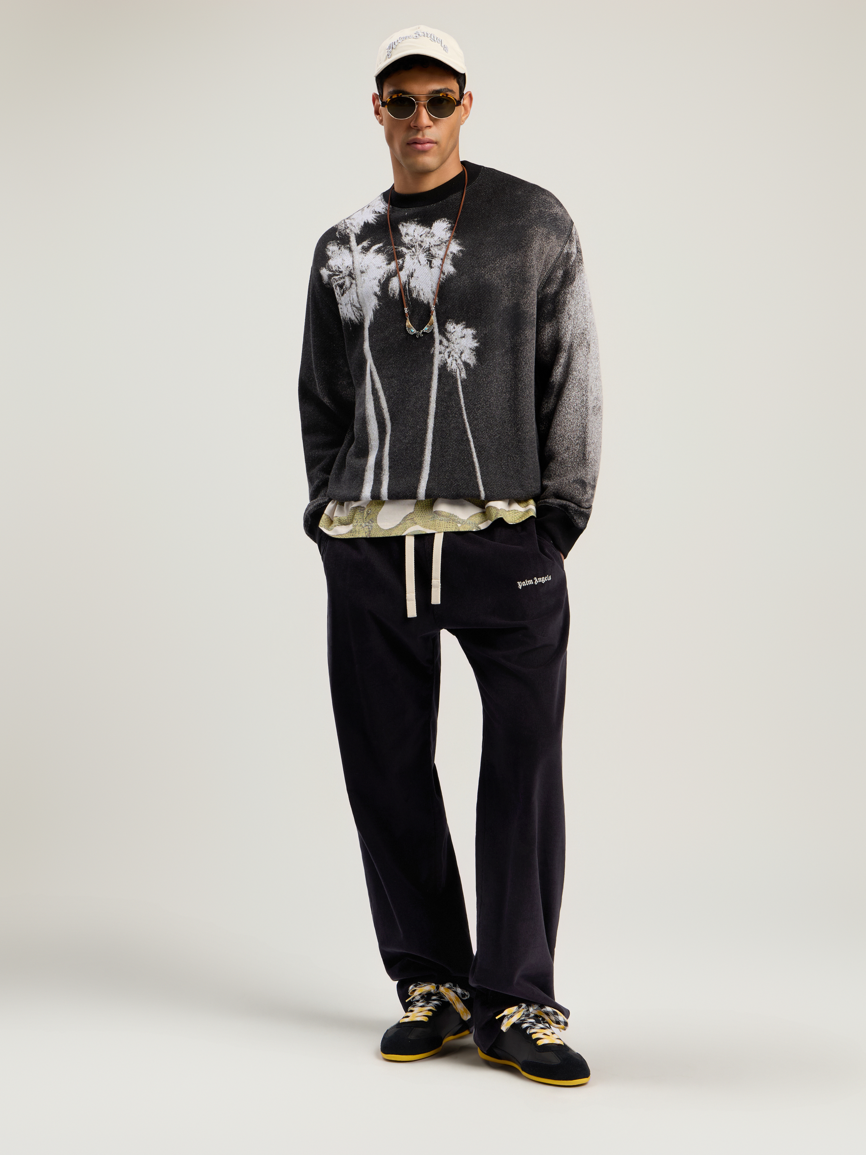  Palm Angels Decoding Palm Culture Sweater Man  Black - White 