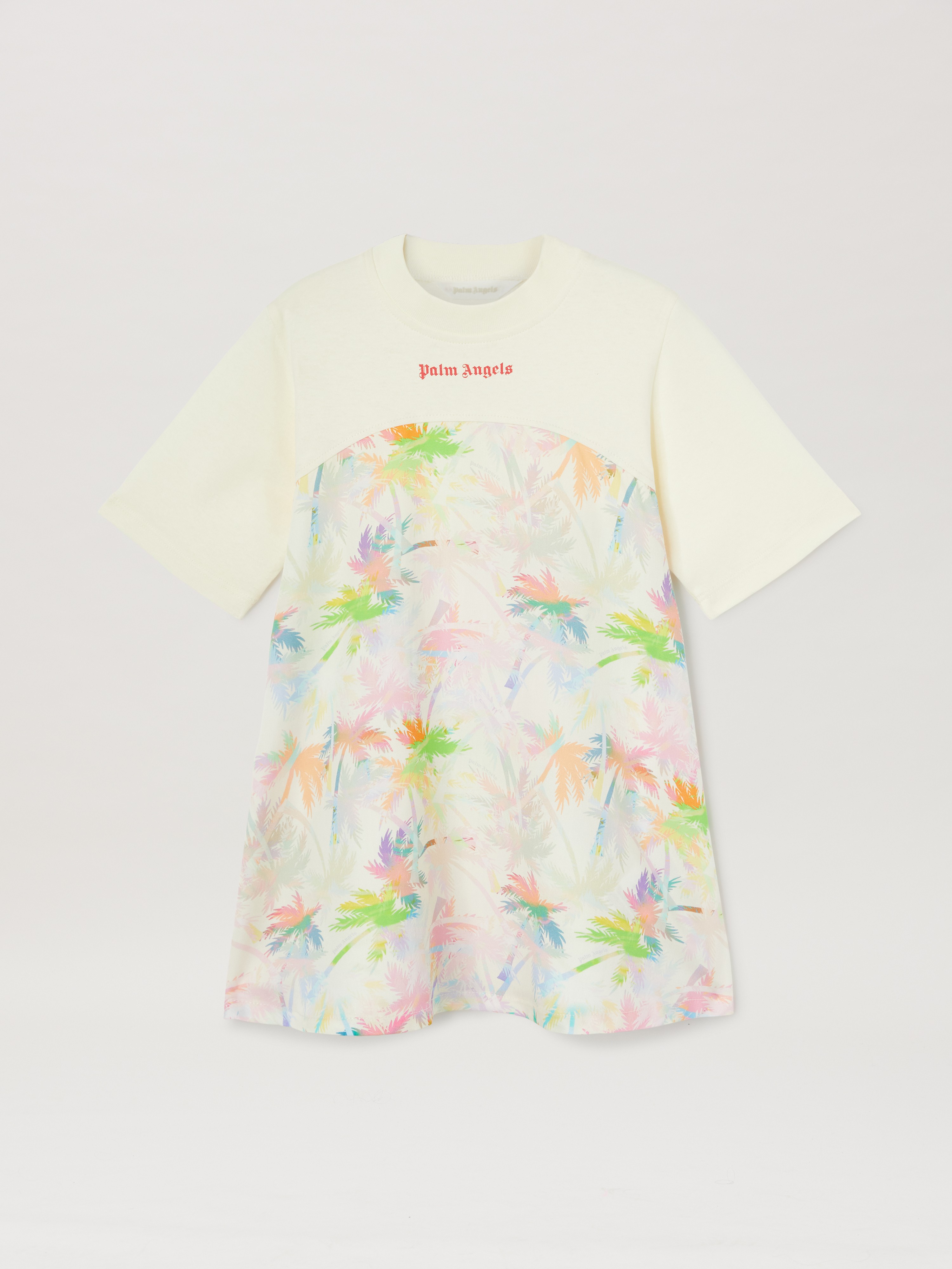 Palm Angels Kids' T-shirt Dress With All Over Palms Print
