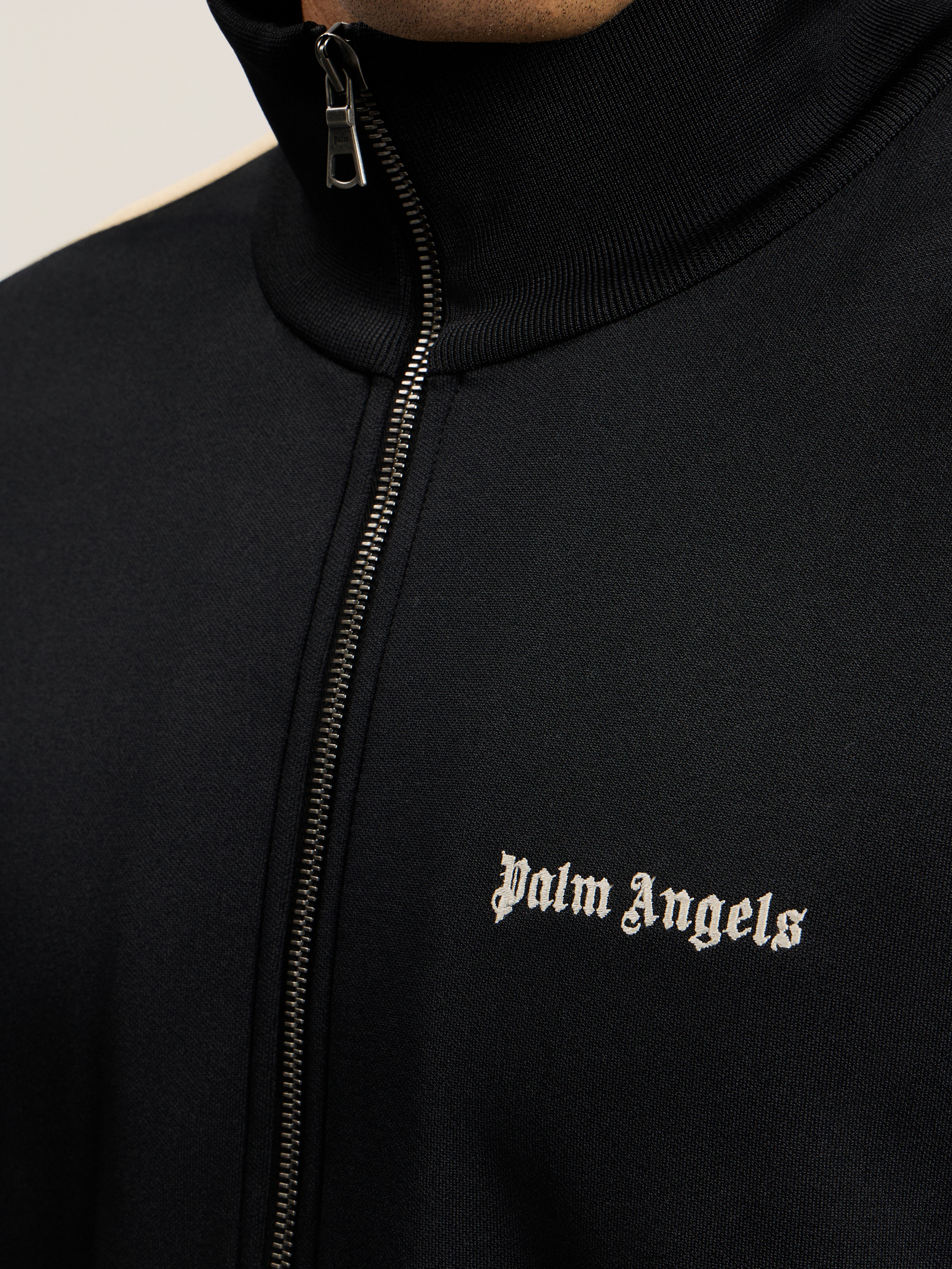 Palm Angels Classic Logo Black Sweatshirt With Logo Printed On The Front In Tech Fabric Man