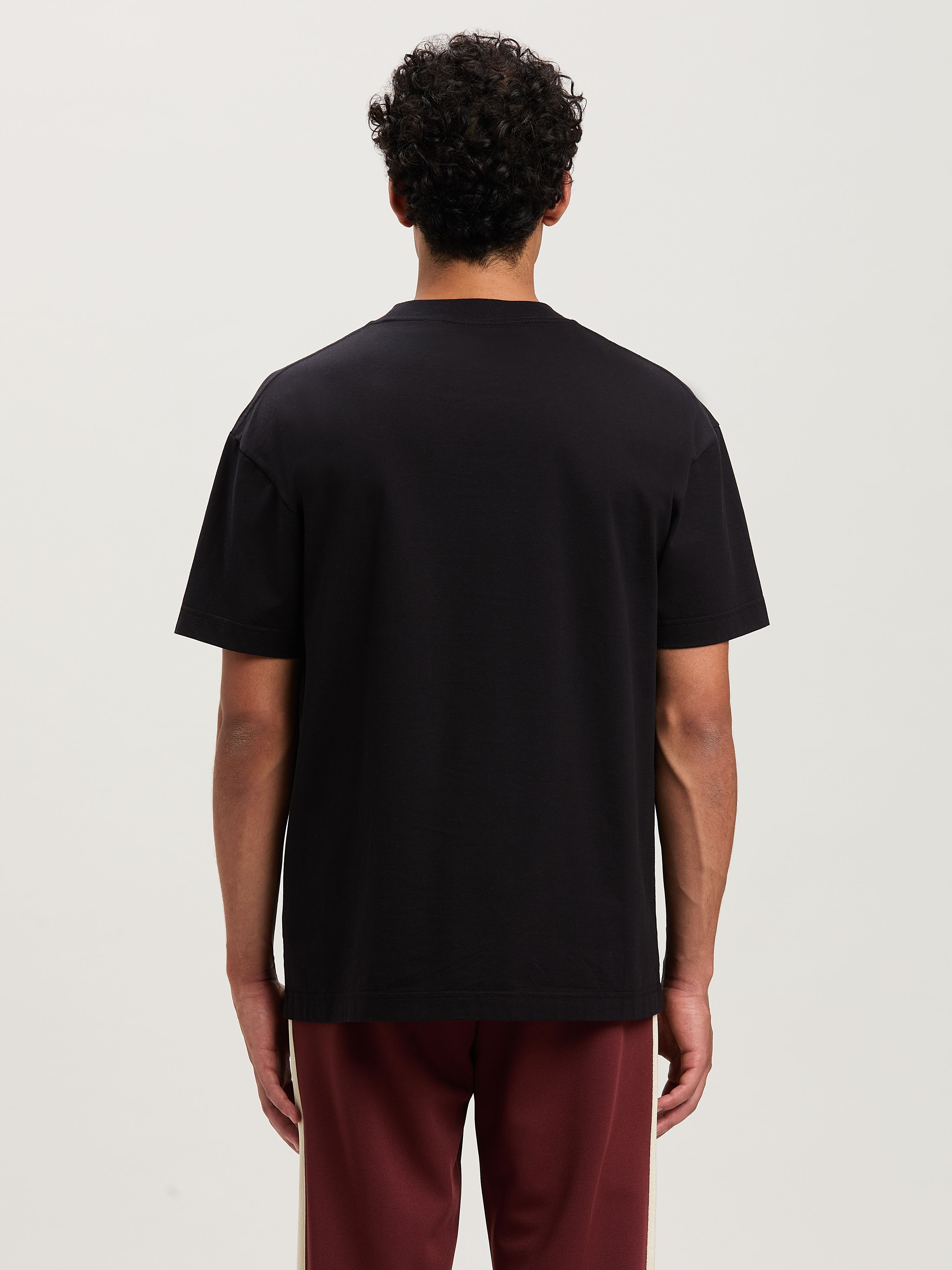 Palm Angels Black T-shirt With Front Dice And Logo Print