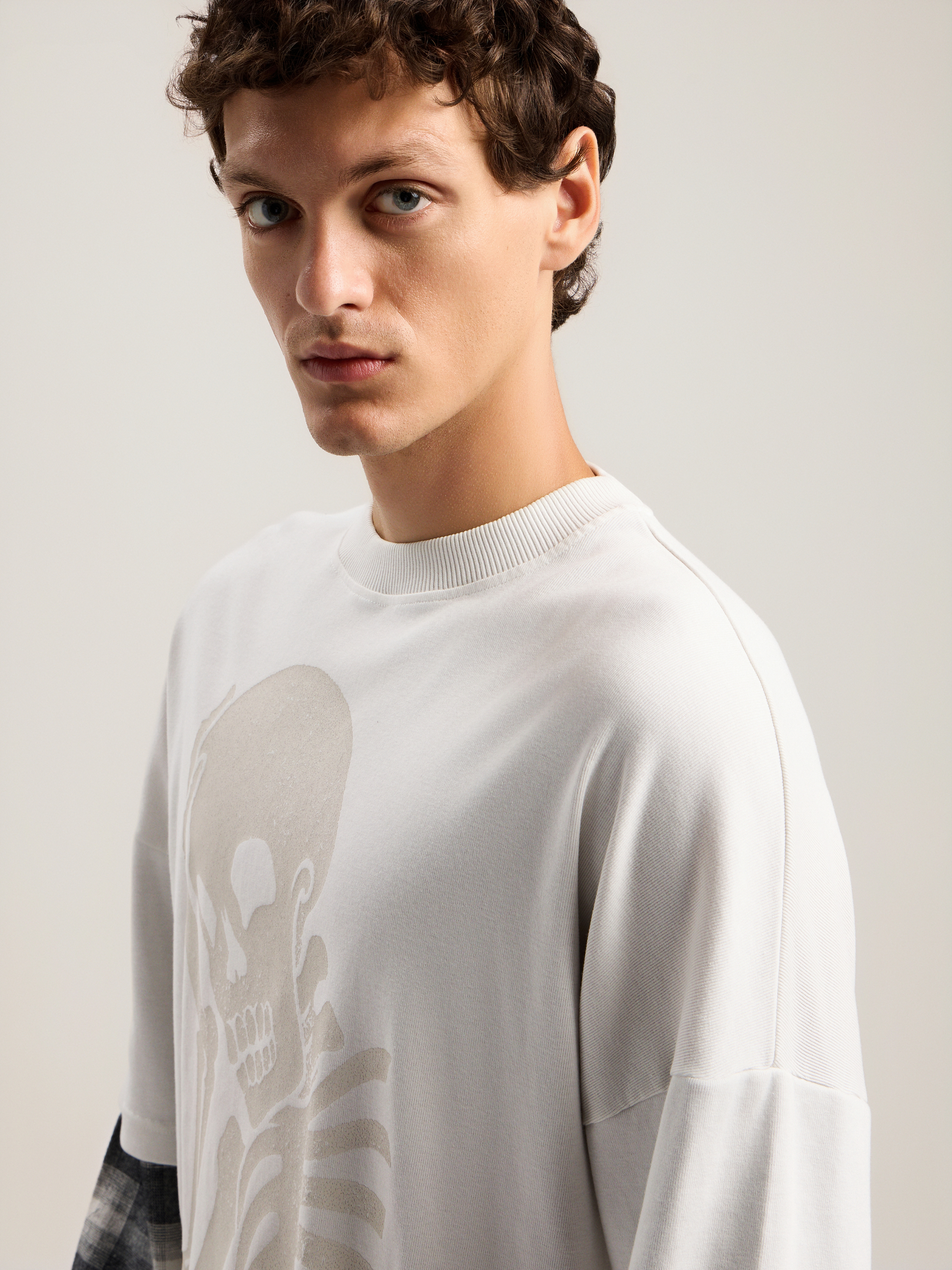 Palm Angels Skull Double Layer T-shirt In White