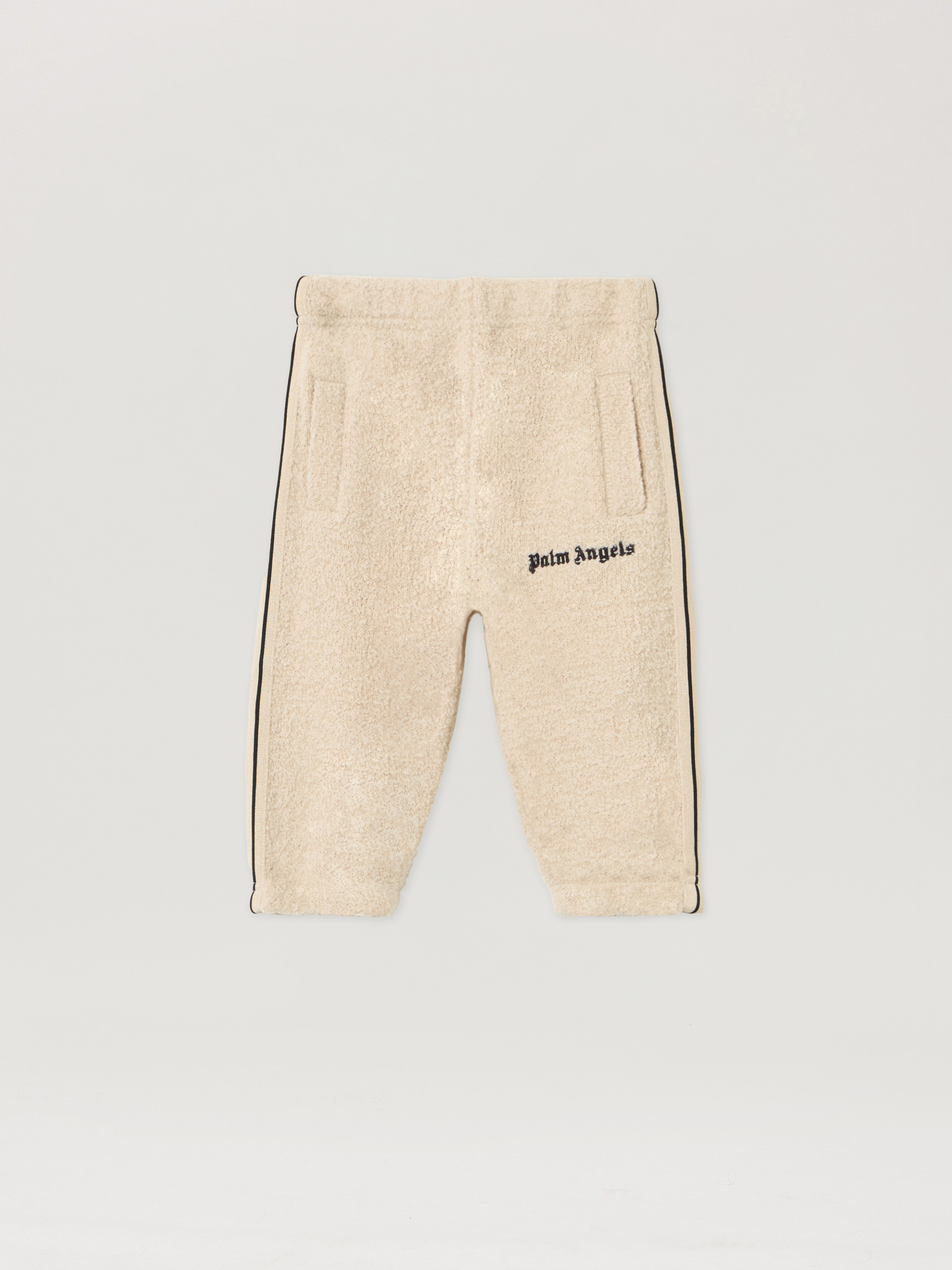 Palm Angels Brown Logo Teddy Track Pants Kids Ecru