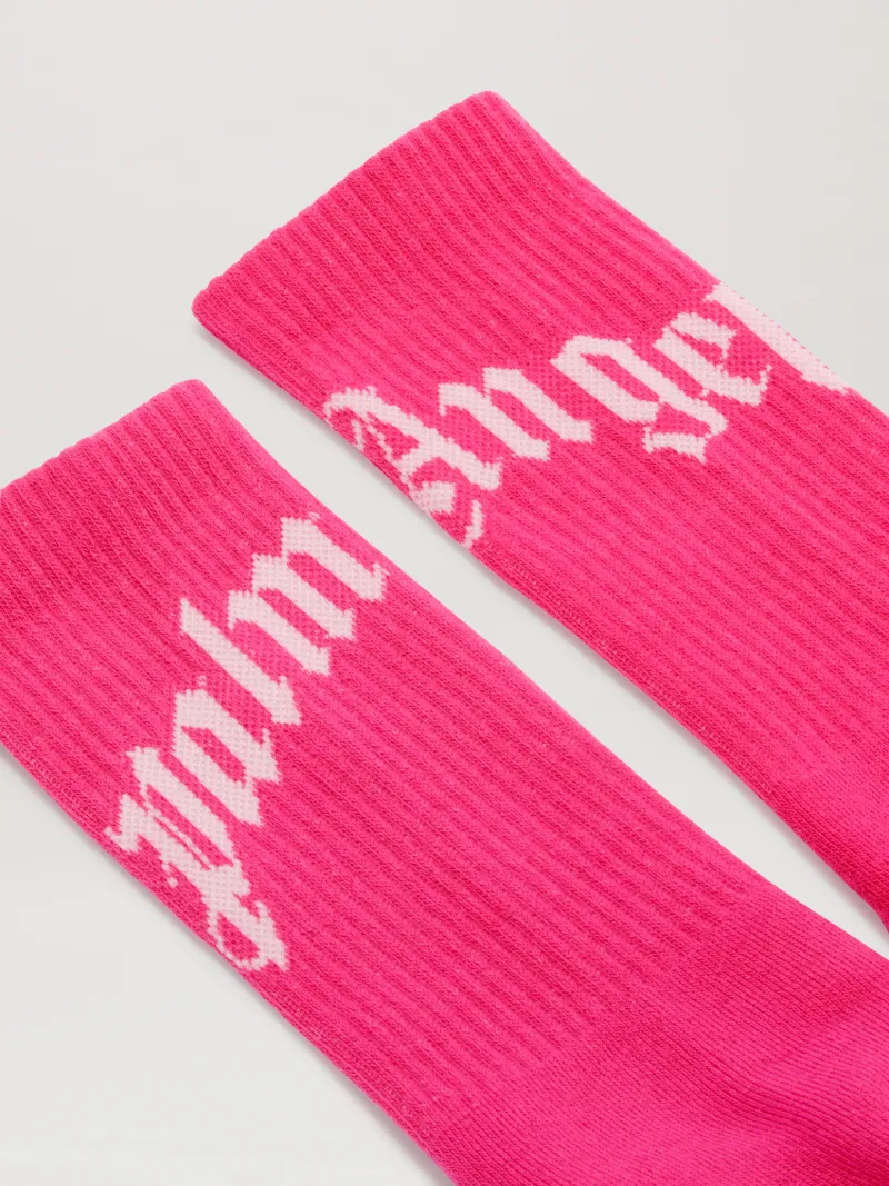 PALM ANGELS CURVED LOGO SHORT SOCKS