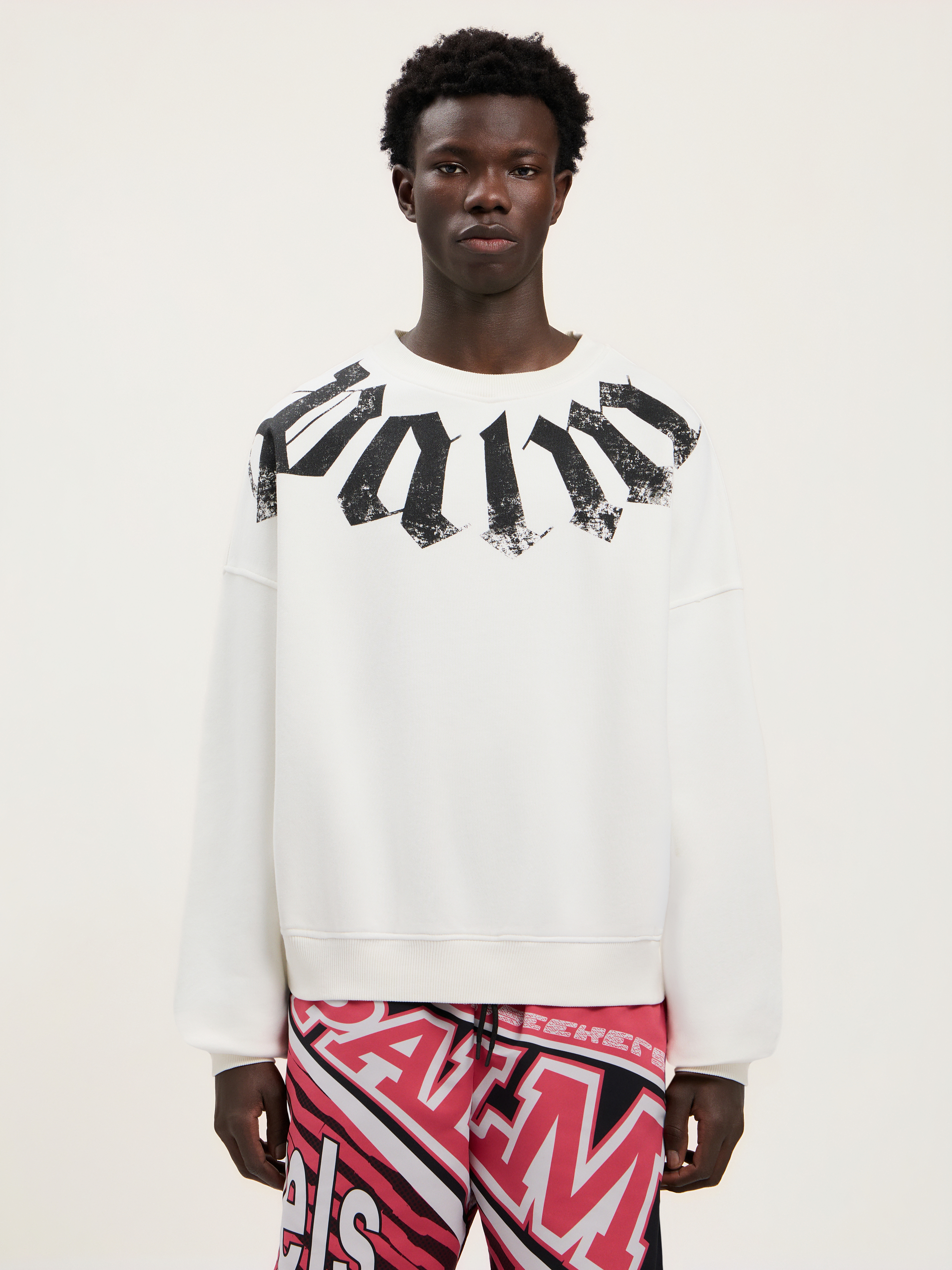 Palm Angels Men White Logo Crew Neck Sweatshirt, Xl Luxury Sweatshirts & Hoodies For Men Darveys