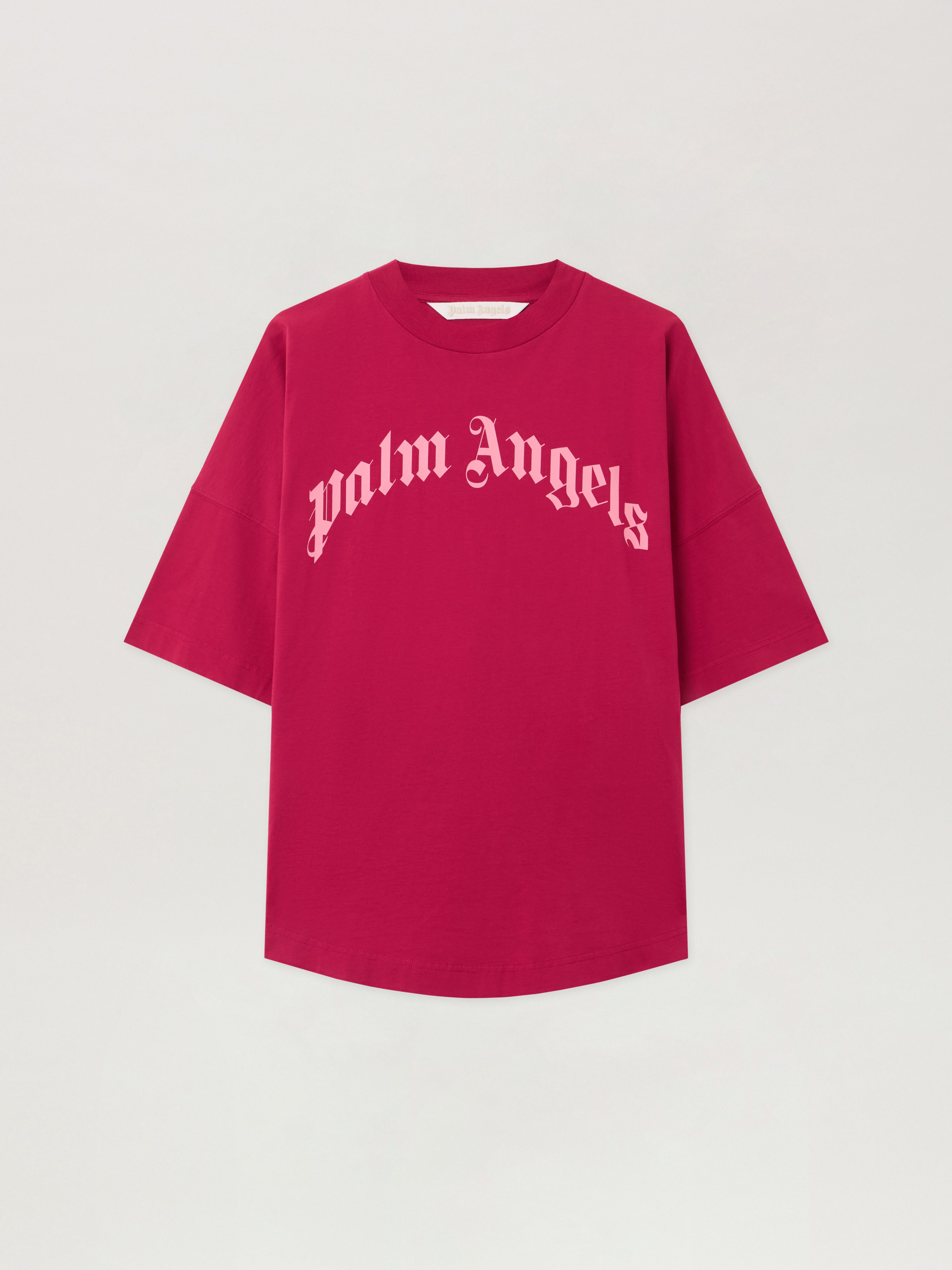 Curved Logo Over T-shirt in FUCHSIA - PINK for Women | Palm Angels®