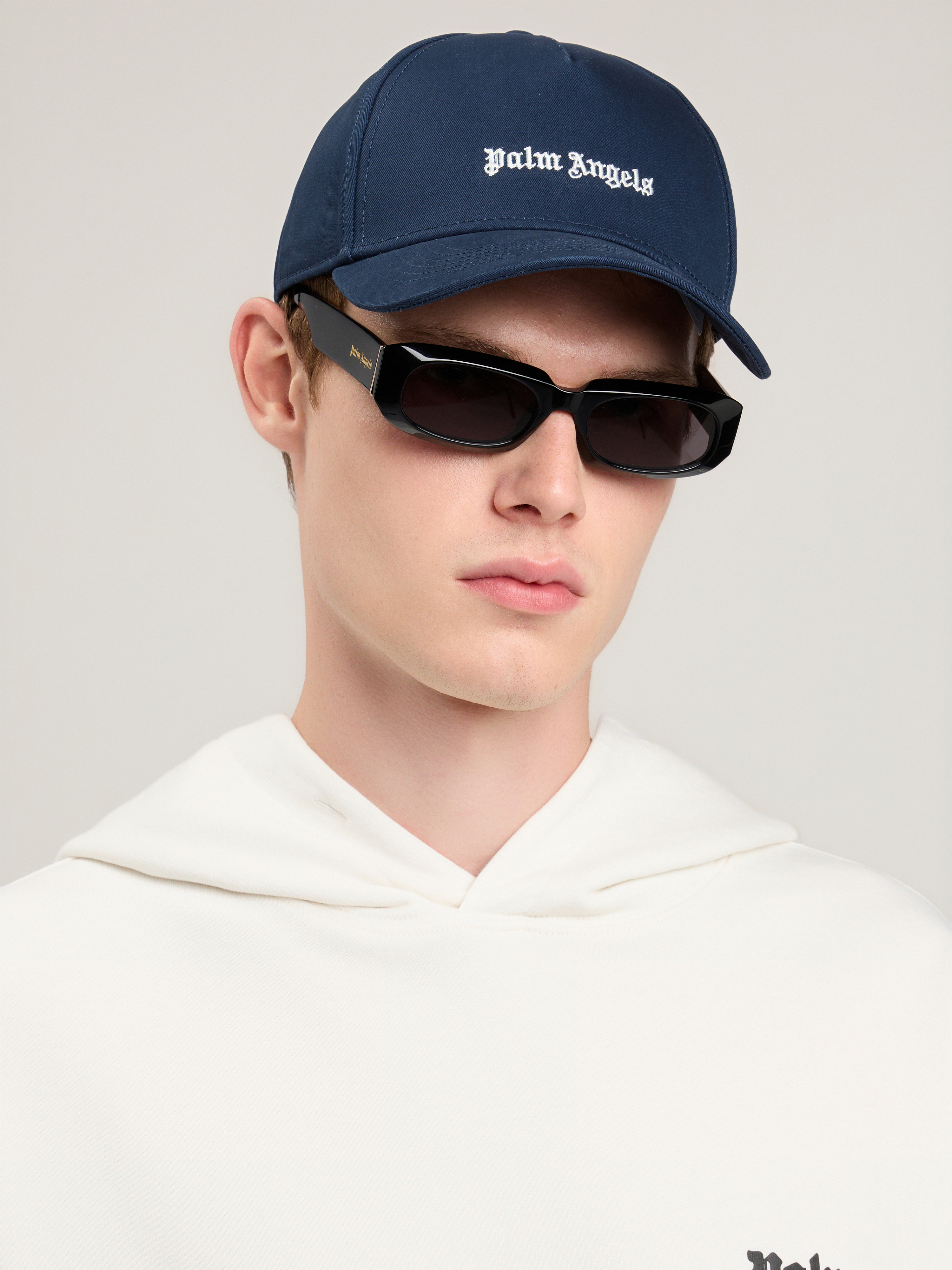  Palm Angels Classic Logo Cap Man  Navy Blue Off White 