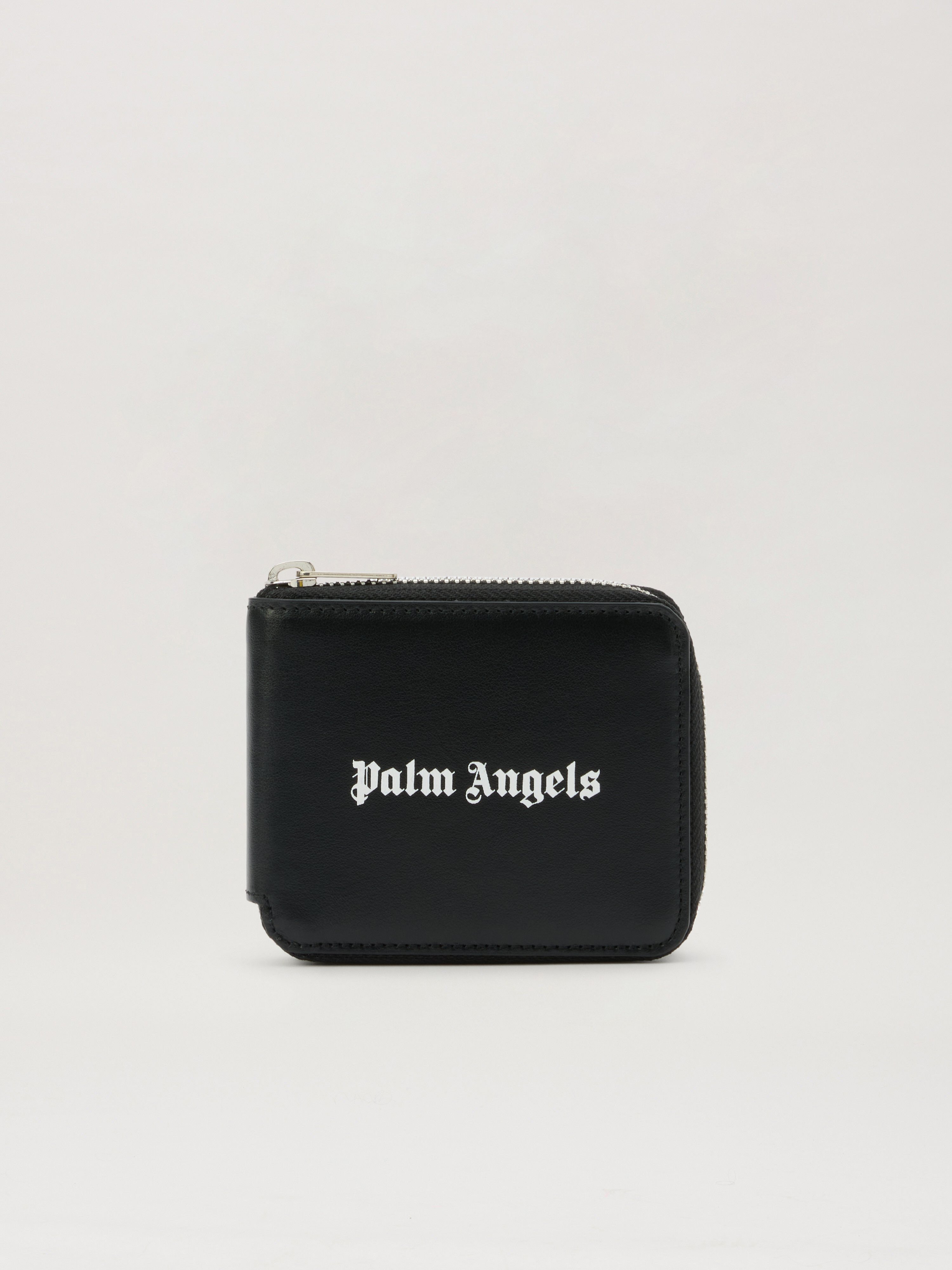  Palm Angels Classic Logo Zip Around Wallet Man  Black Off White 
