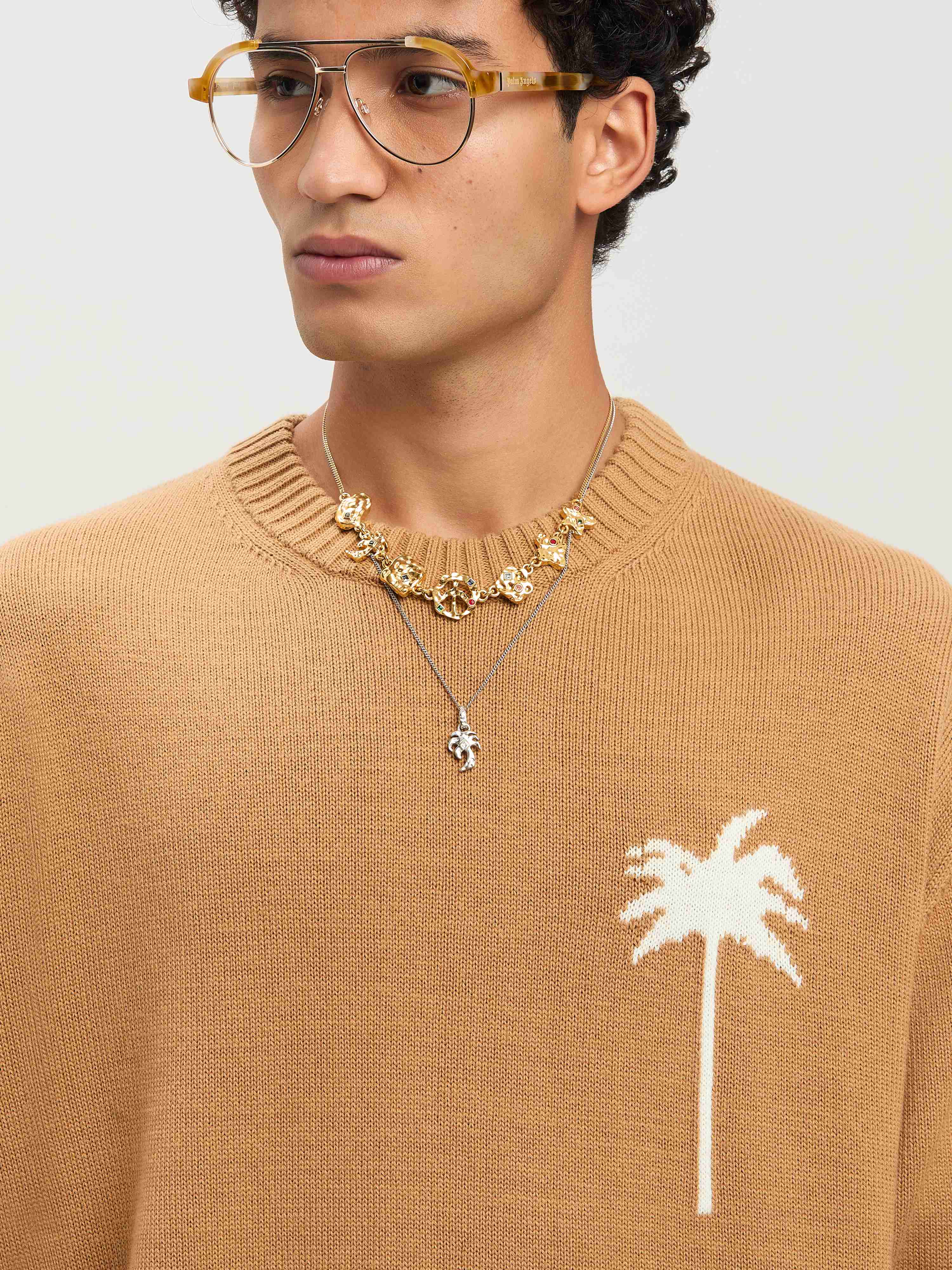 PALM ANGELS PALM INLAY KNIT SWEATER
