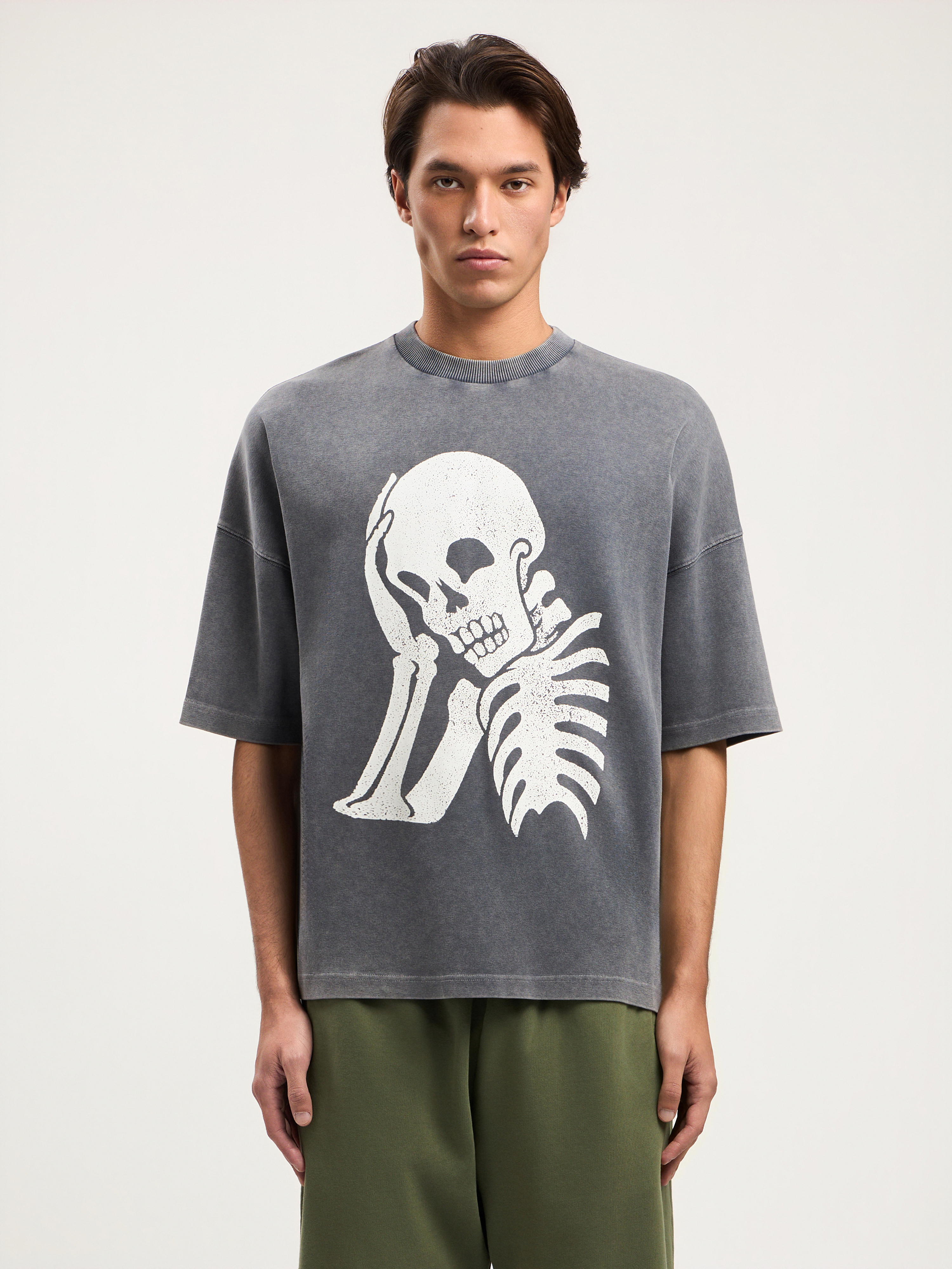 Palm Angels Skull-print Washed T-shirt In Multi