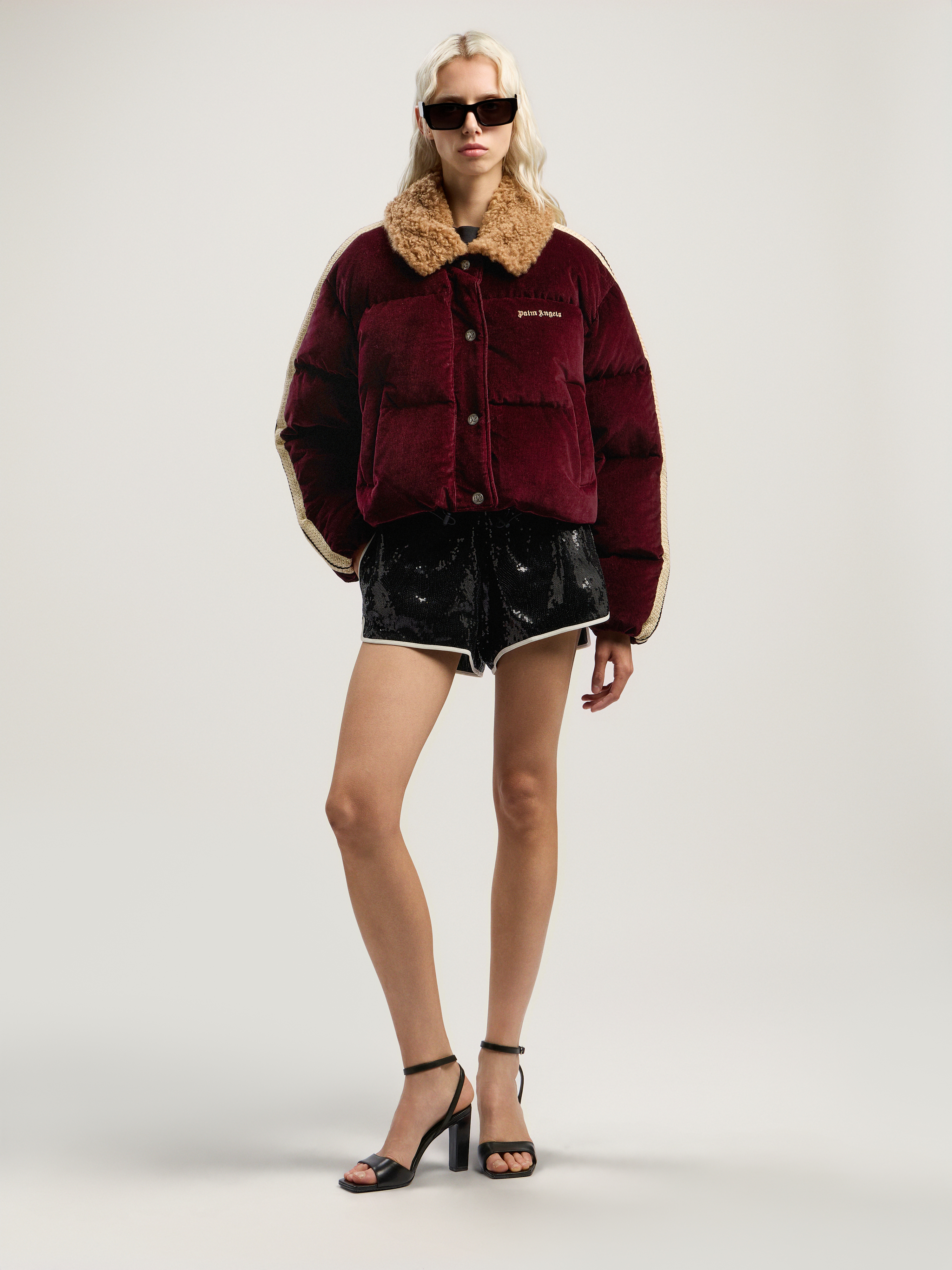 Palm Angels Classic Logo Sequin Shorts In Black