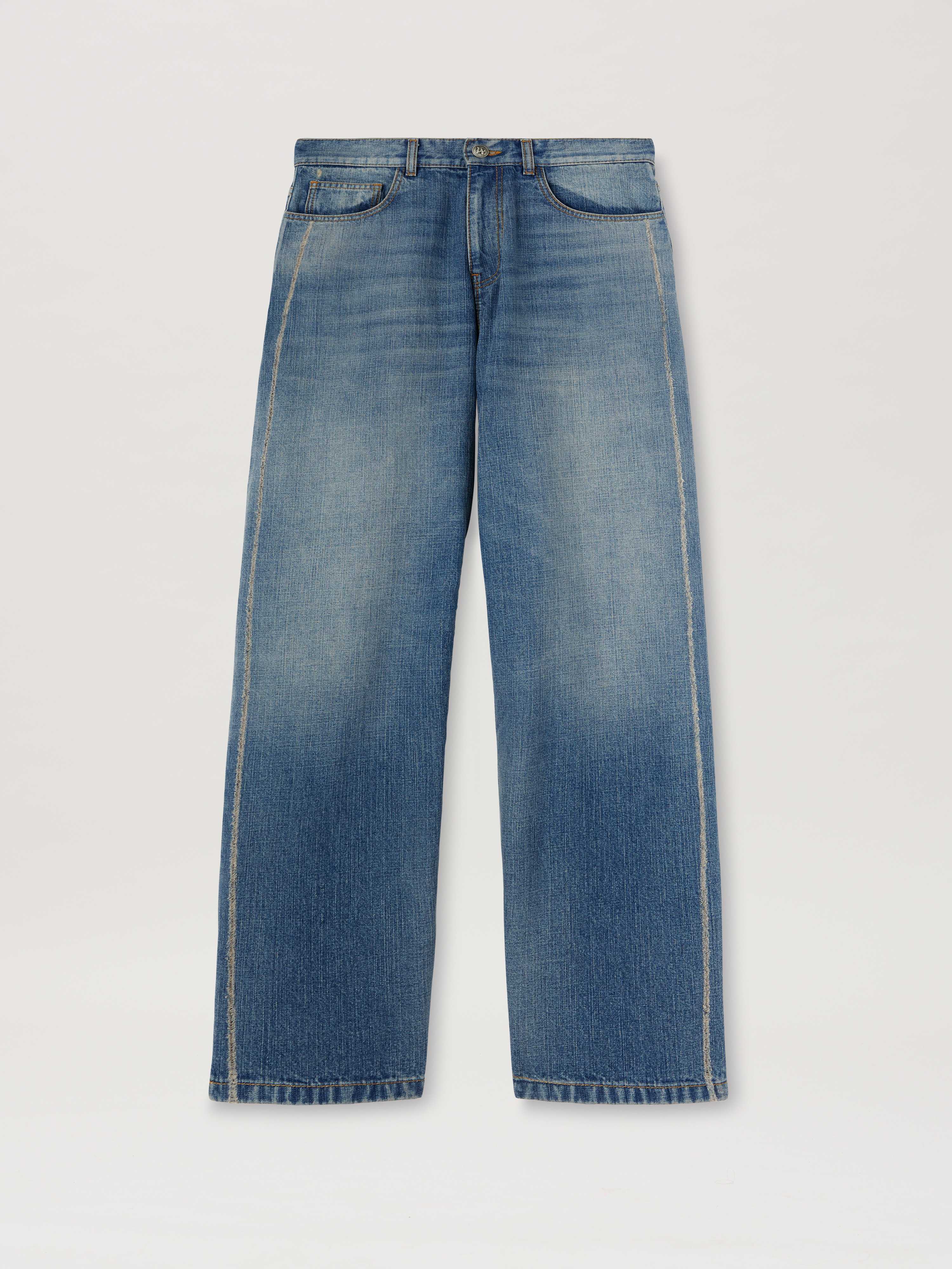 Palm Angels Curved Logo Loose 5 Pockets Light Blue -