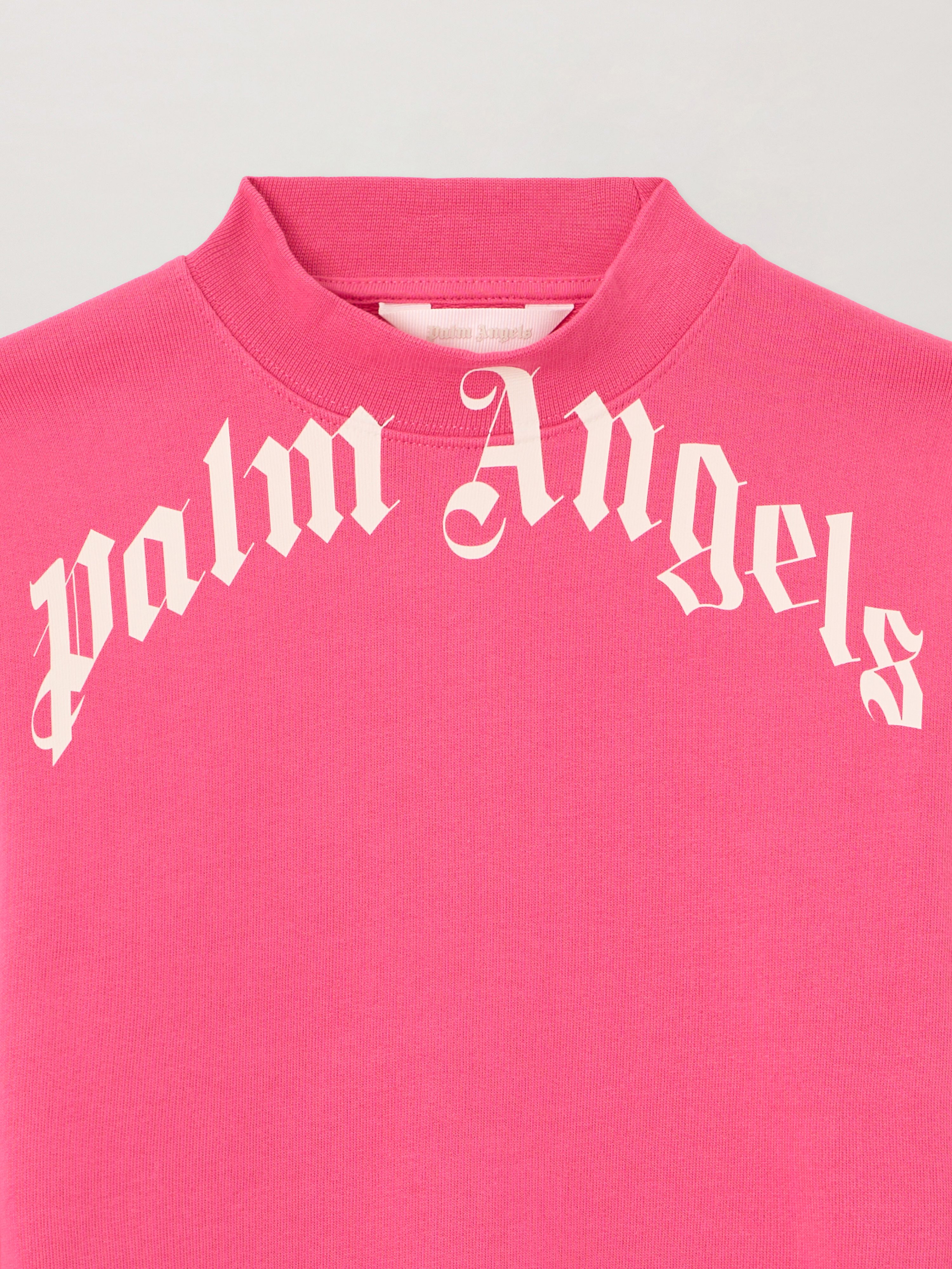  Palm Angels Curved Logo Crewneck Sweatshirt Kids  Fucsia/fuchsia 