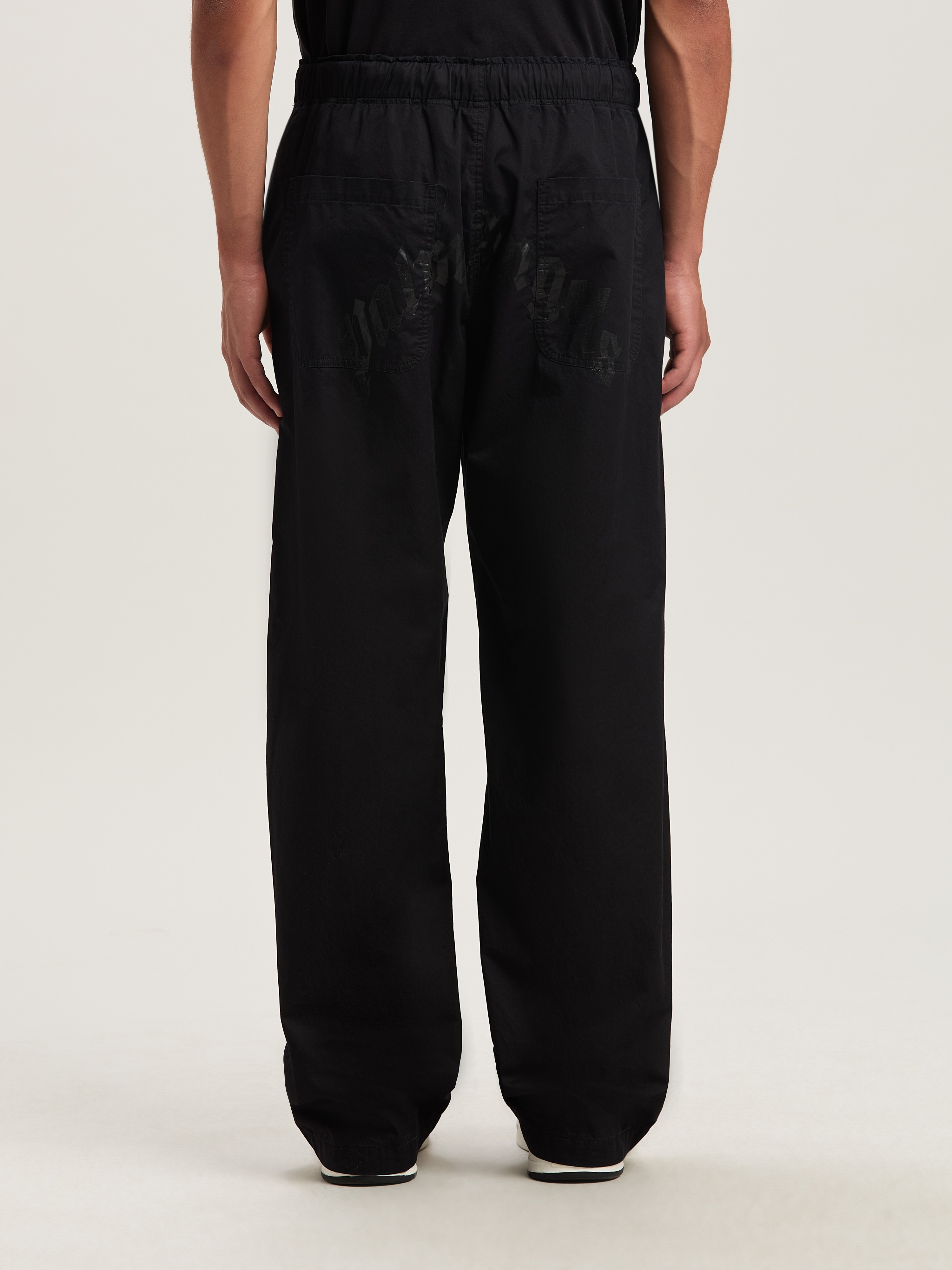Palm Angels Black Pxp Washed Palm Chino Trousers