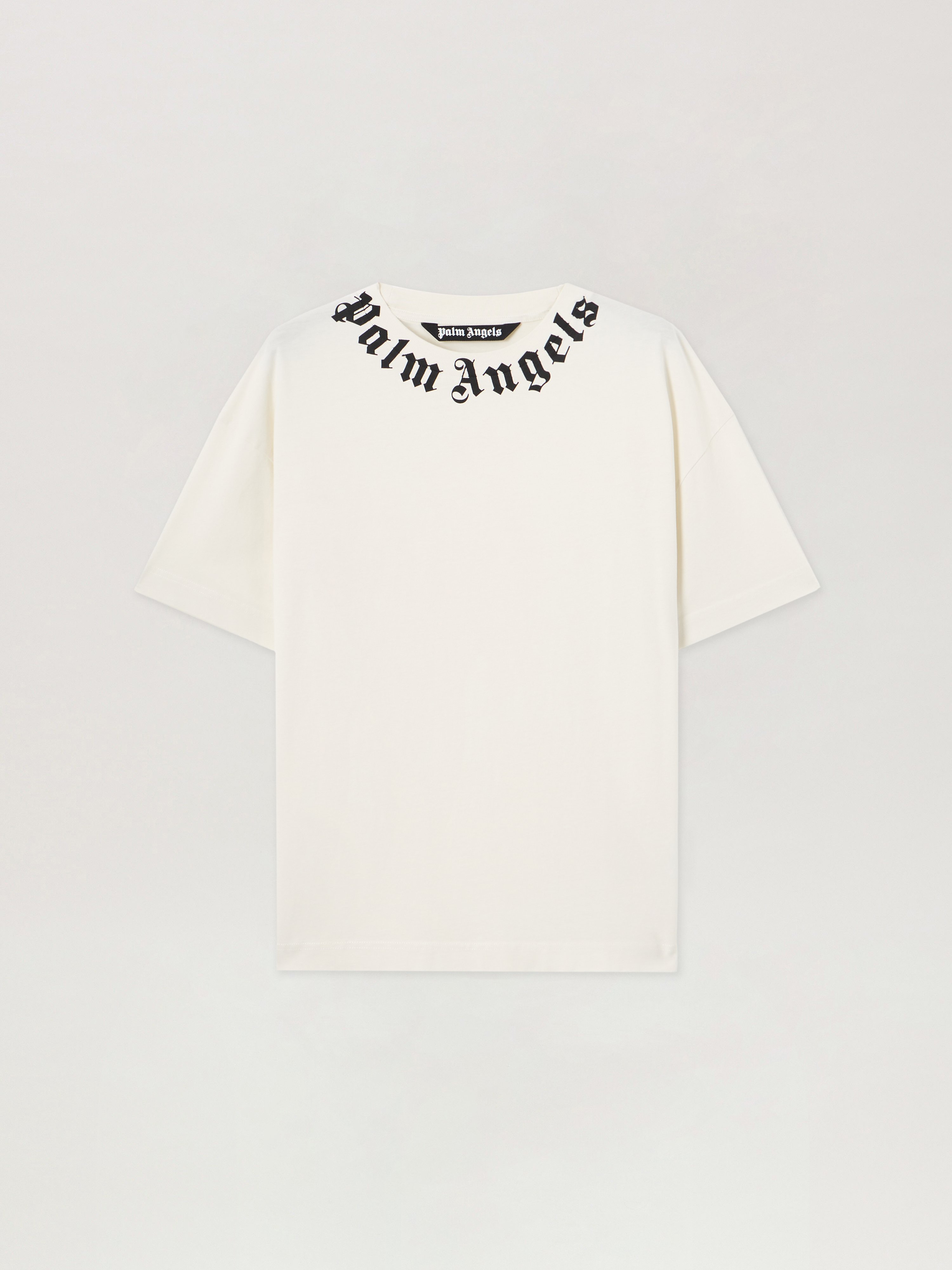 Neck Logo T-Shirt in OFF WHITE BLACK for Men | Palm Angels®