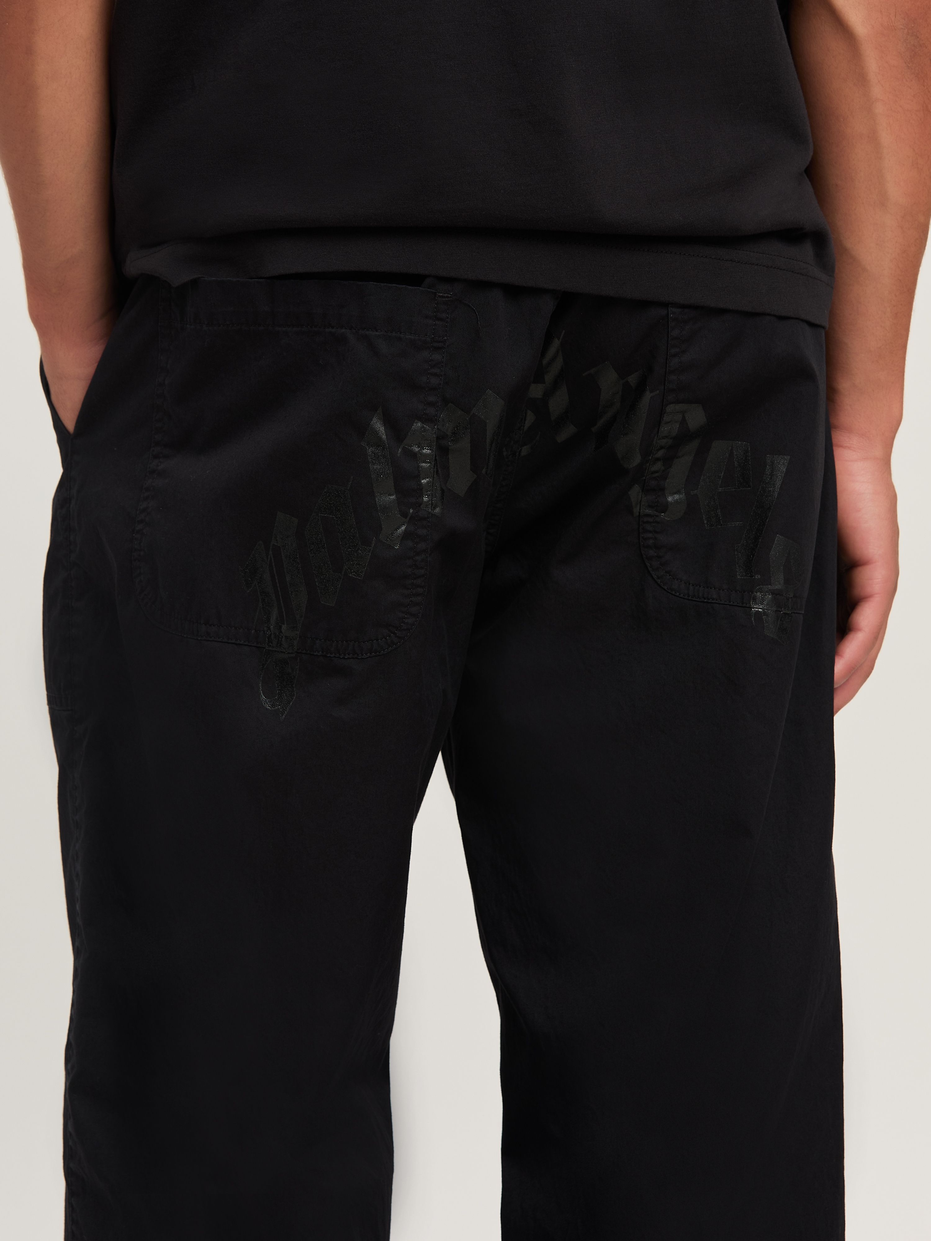 Palm Angels Black Pxp Washed Palm Chino Trousers