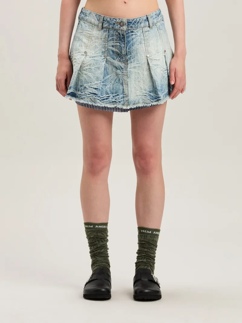 PALM ANGELS PALMS JACQUARED DENIM MINISKIRT