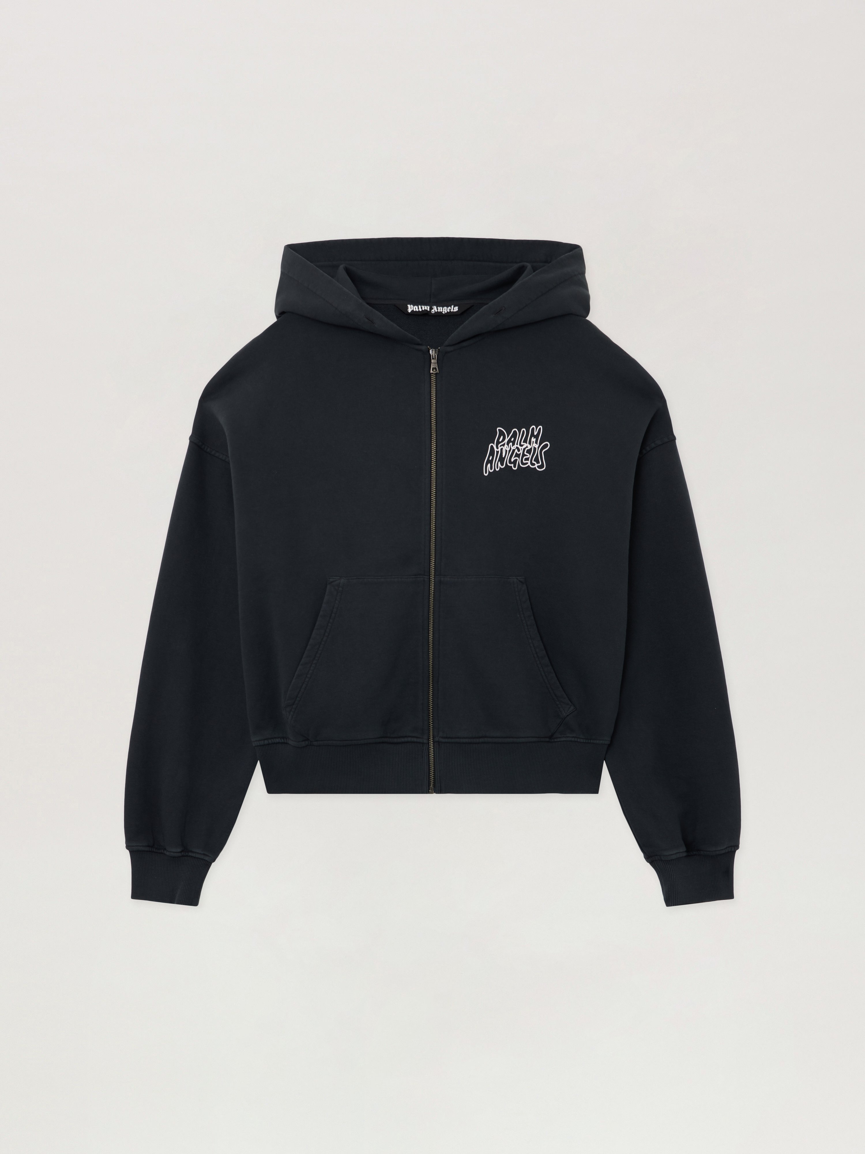 Palm Leaf Loose Zip Hoodie in BLACK MULTICOLOR for Men | Palm Angels®