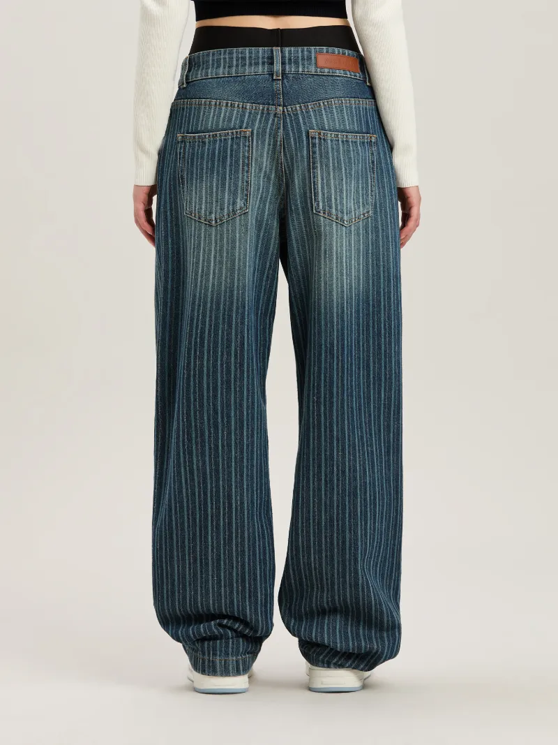 Palm Angels Laser Pinstriped Denim Pants