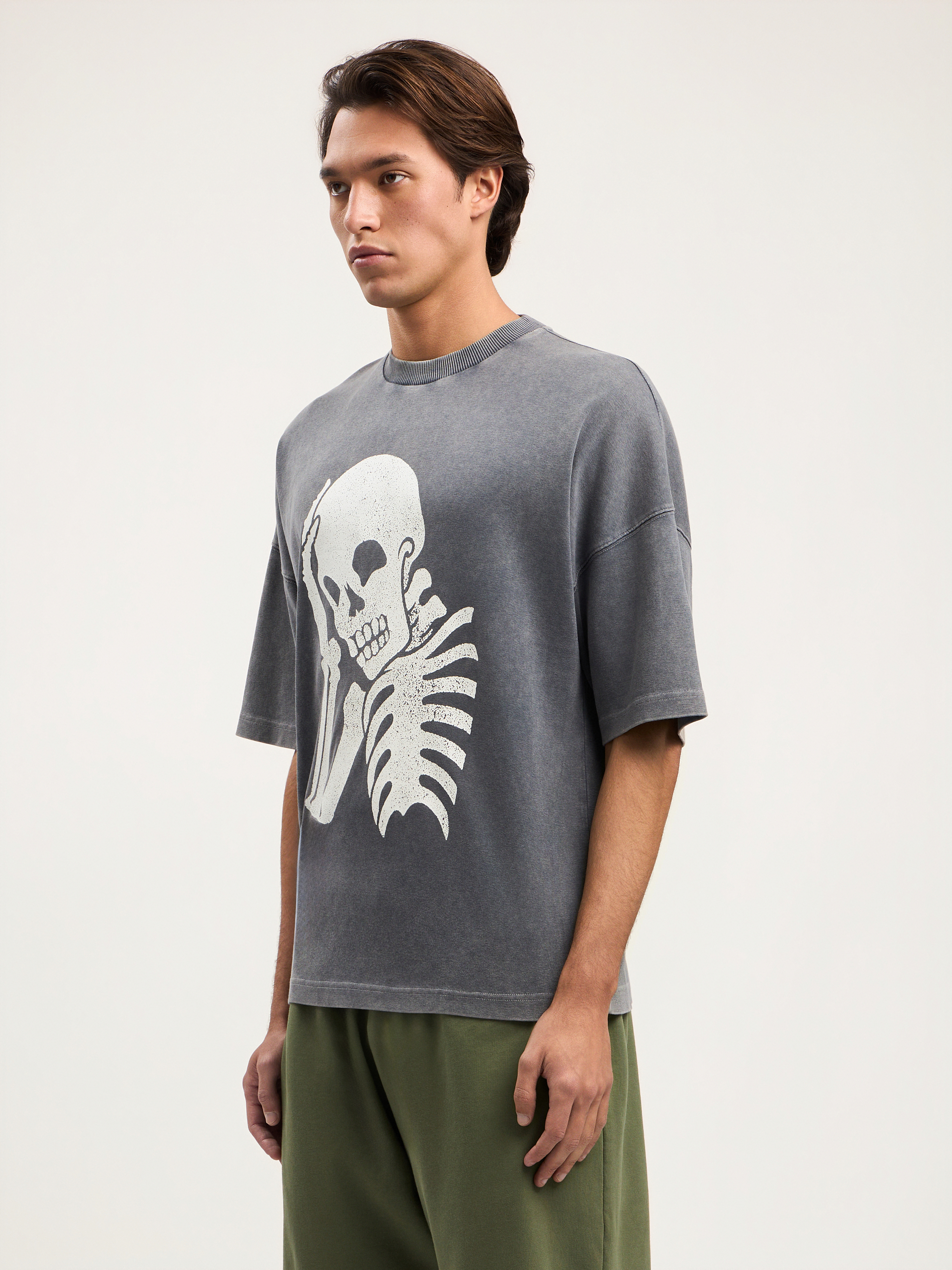 Palm Angels Skull-print Washed T-shirt In Multi