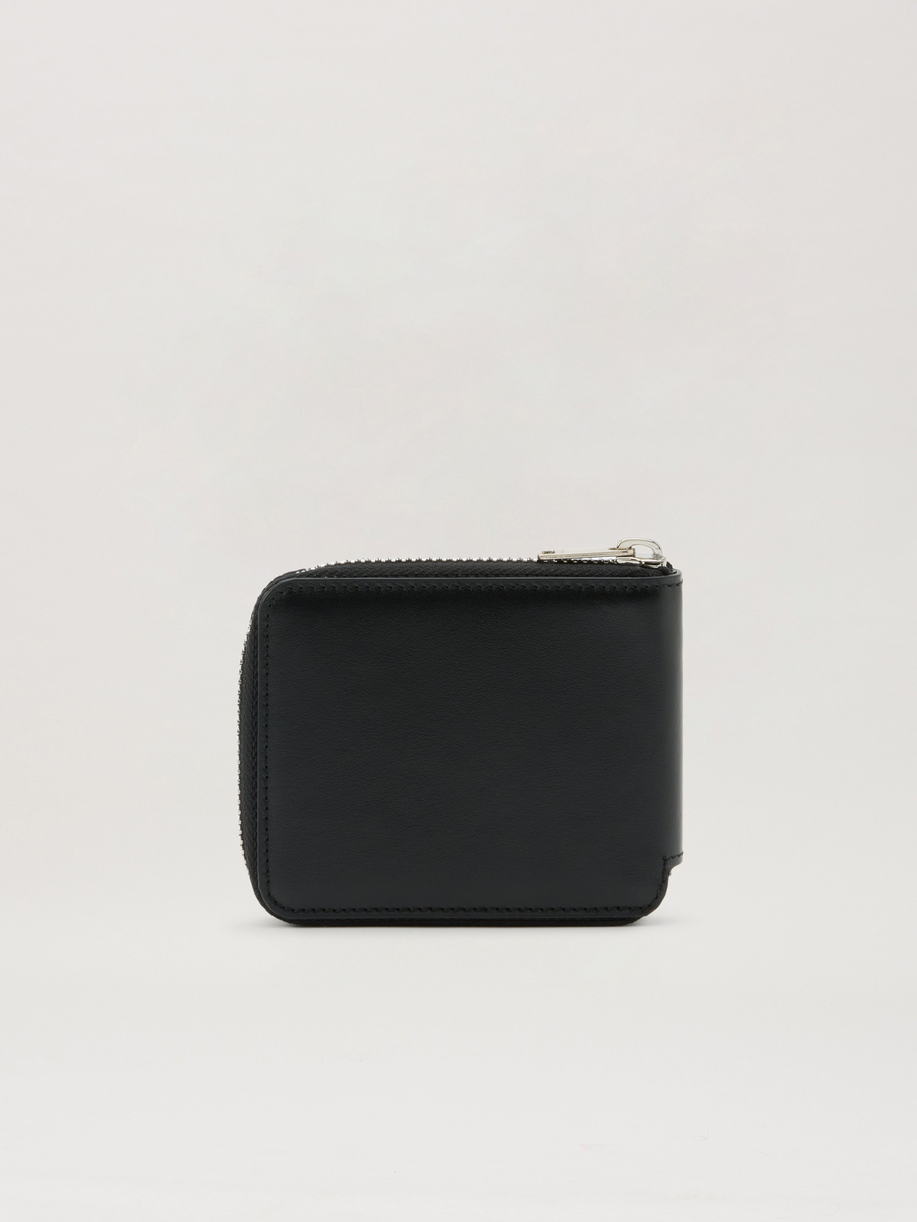  Palm Angels Classic Logo Zip Around Wallet Man  Black Off White 