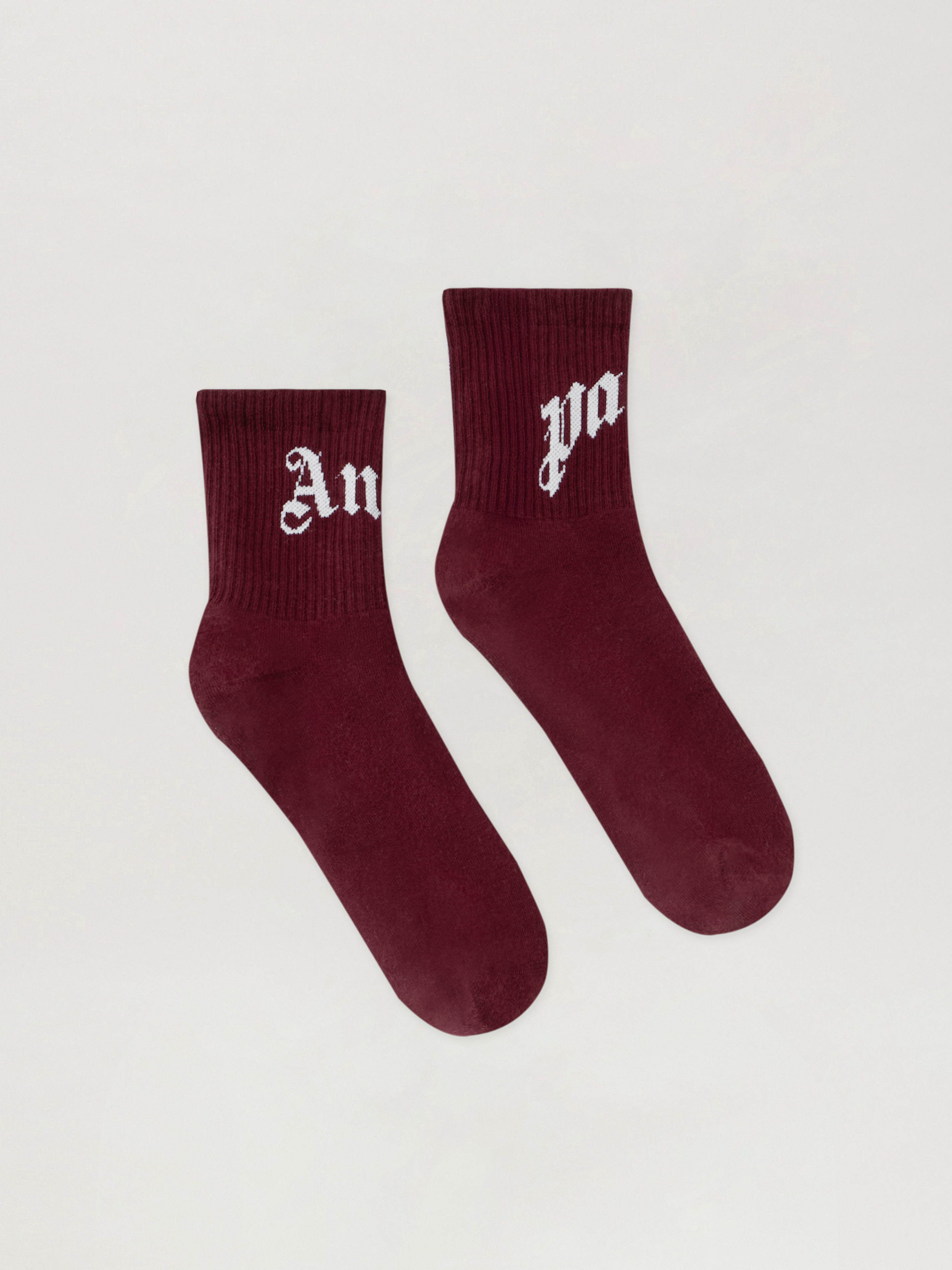  Palm Angels Curved Logo Socks Man  Burgundy - Off White 