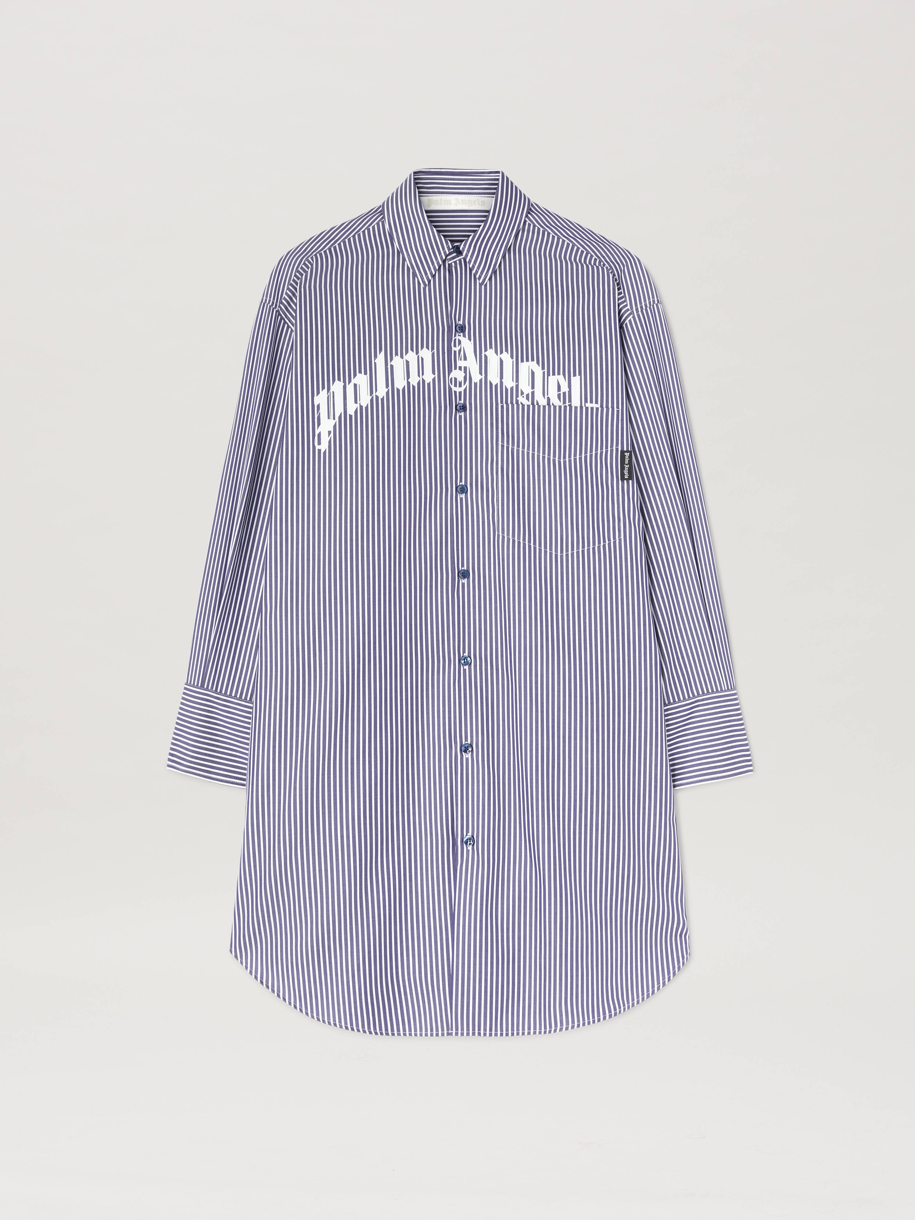 CURVED LOGO STRIPE SHIRTDRESS NAVY BLUE in NAVY BLUE - OFF