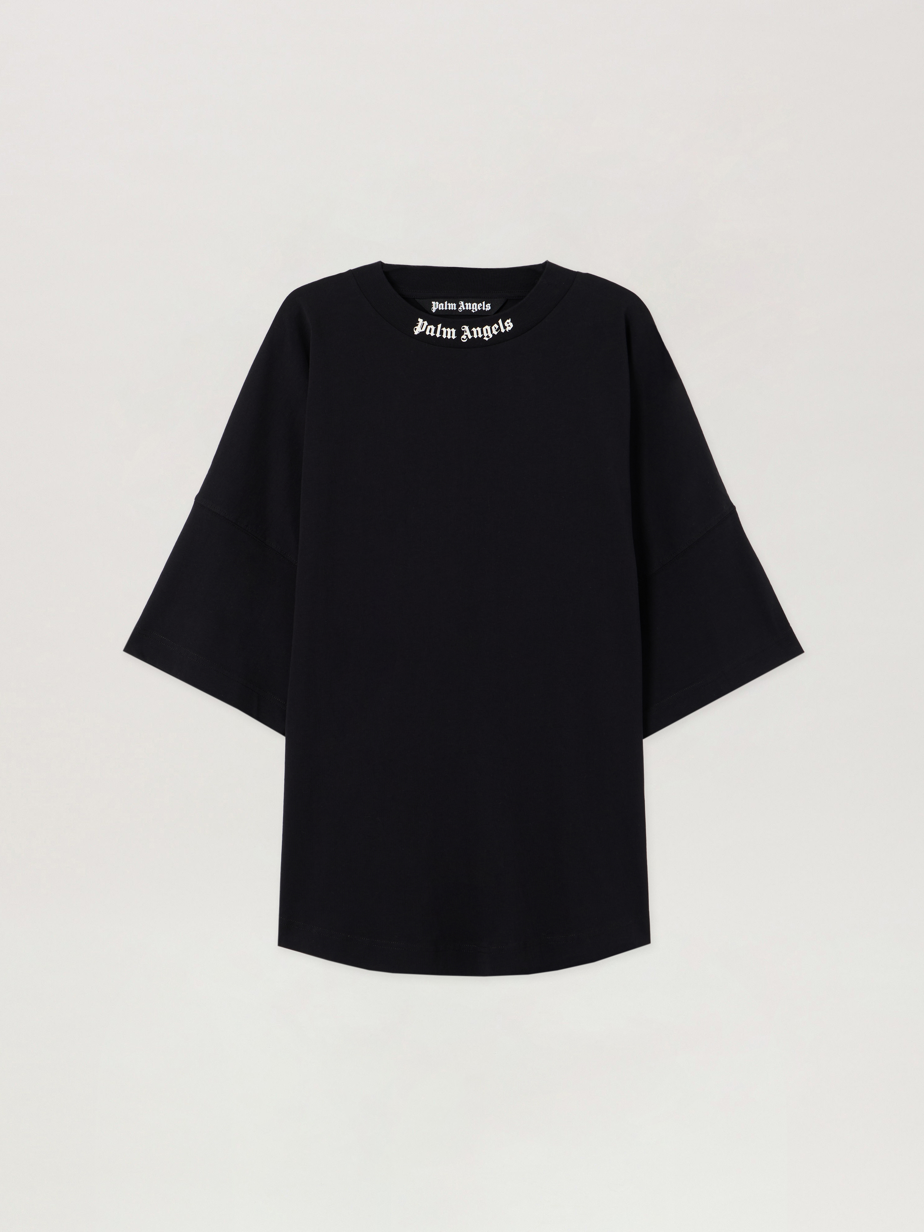 Palm Angels Mens Black White Classic Logo-print Cotton-jersey T-shirt M In Black