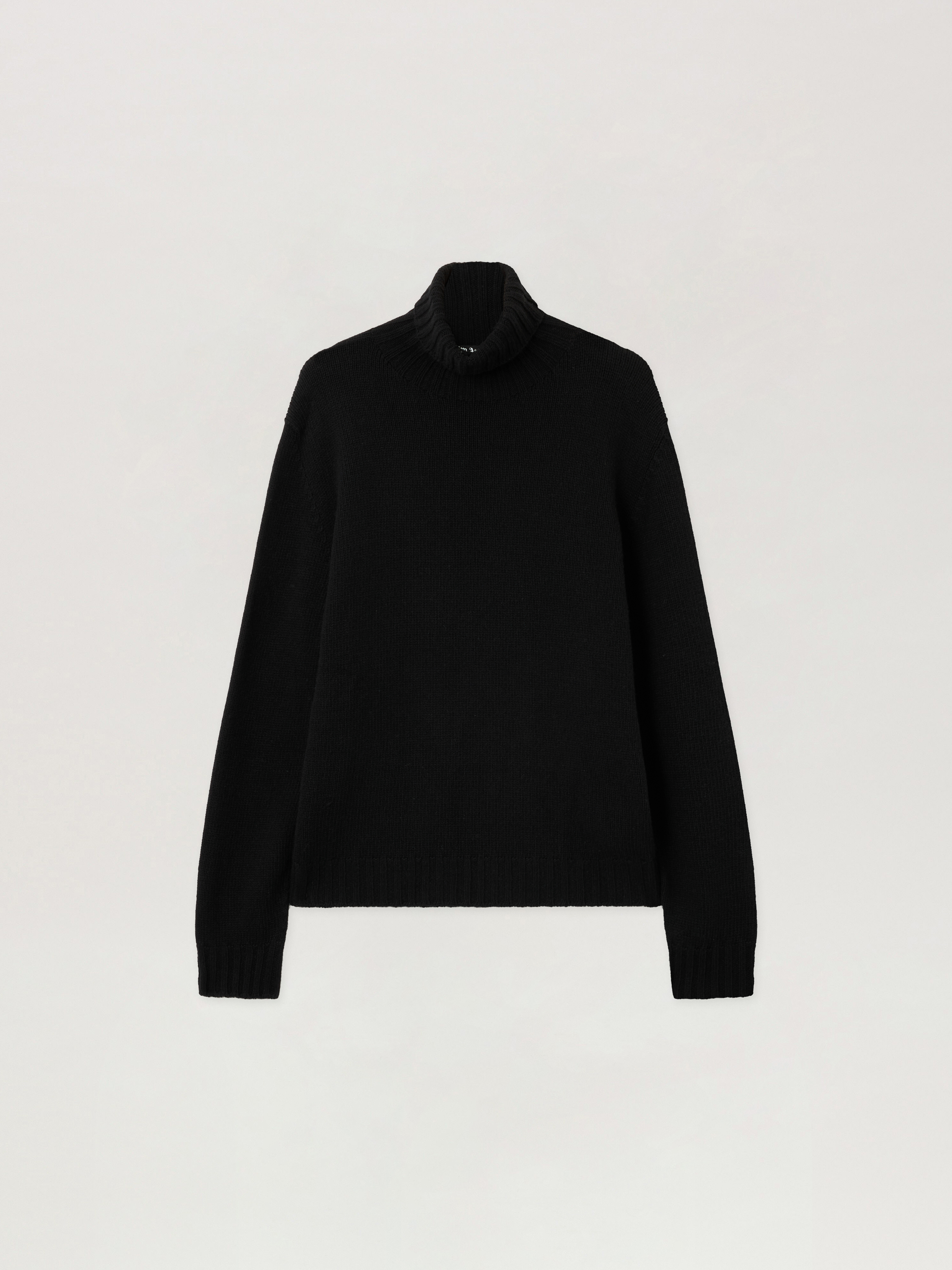 Curved Logo Tneck Sweater in BLACK WHITE for Men | Palm Angels®