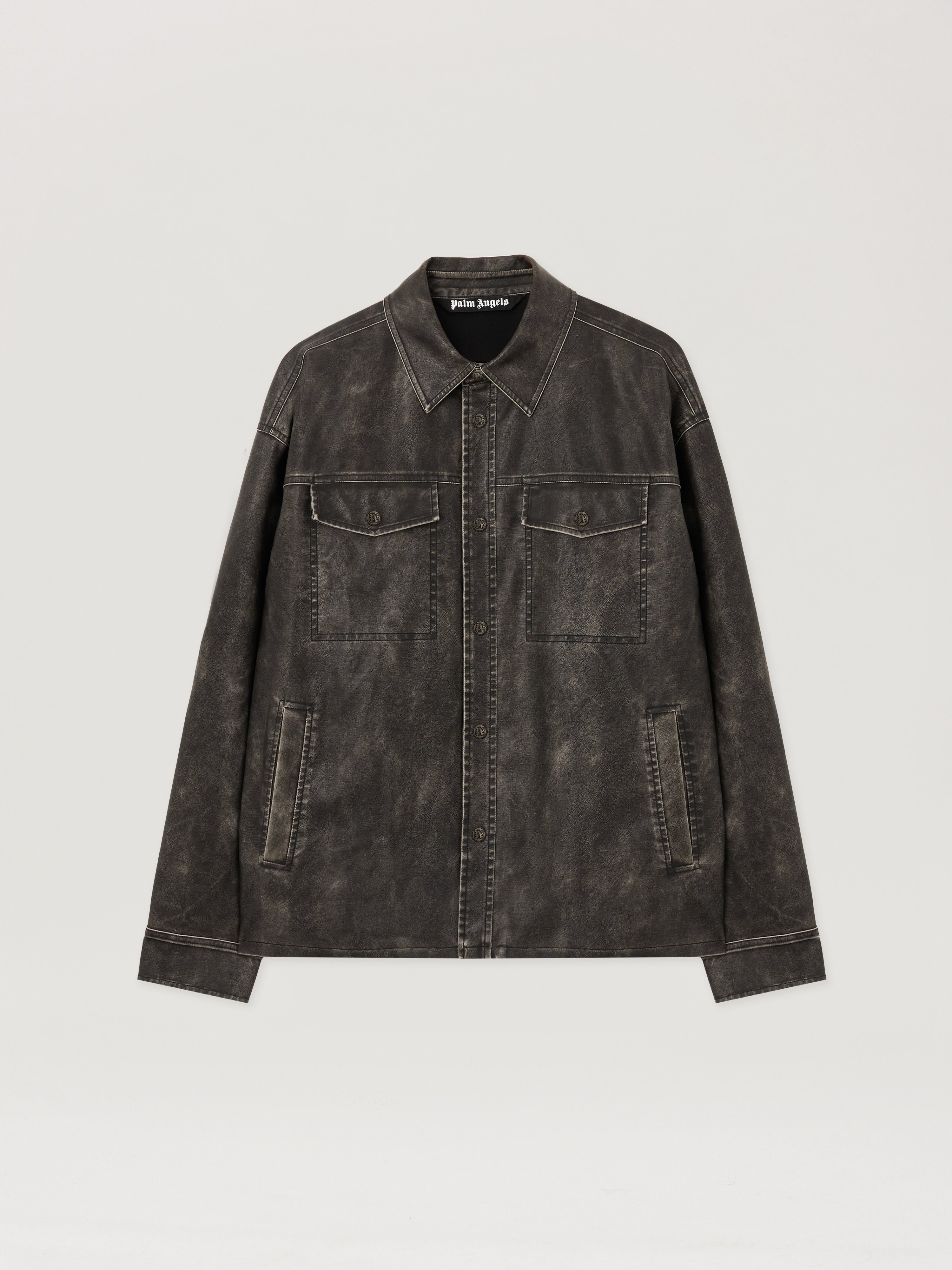 Palm Angels Curved Logo Coated Overshirt