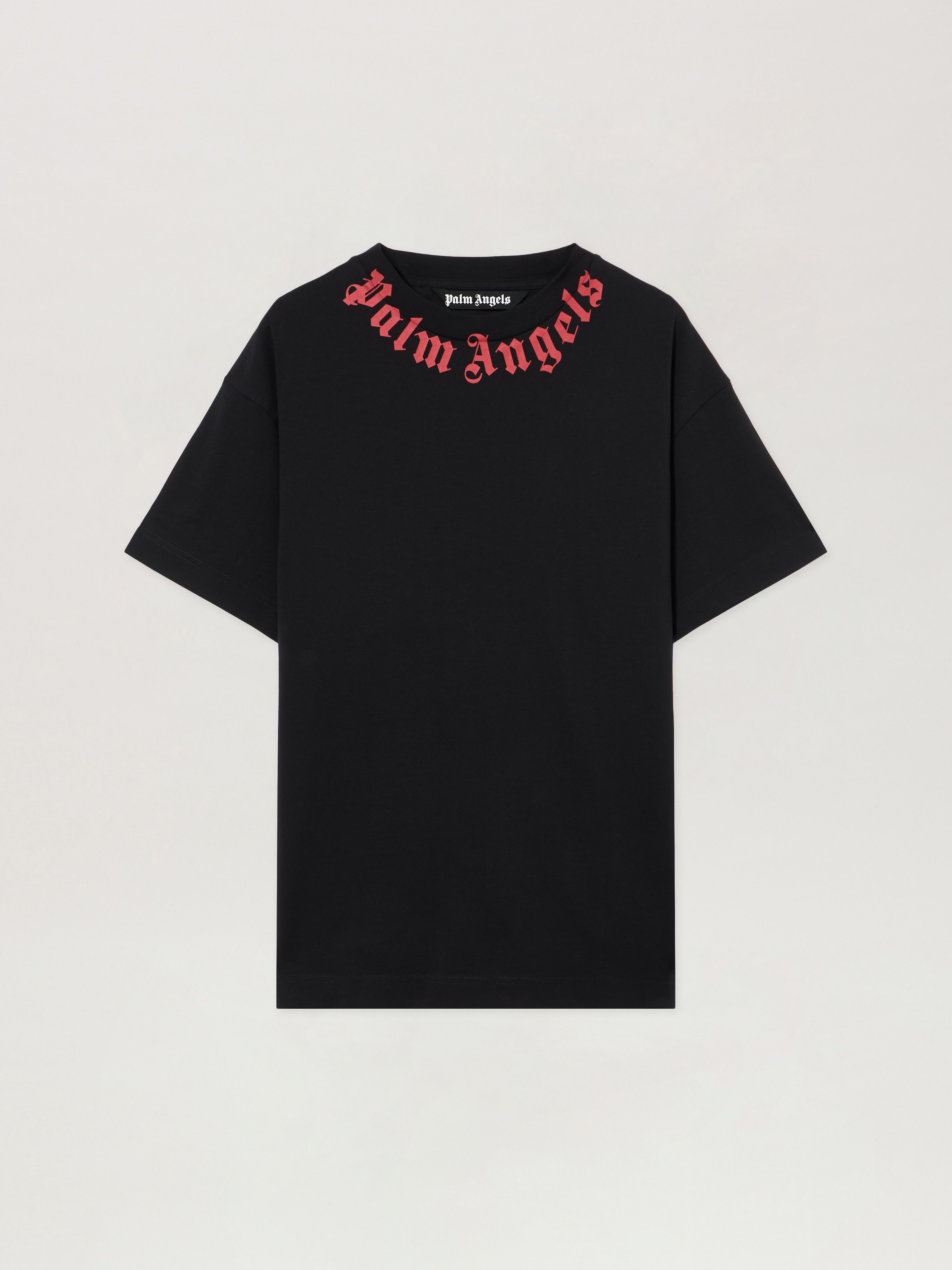 Palm Angels Men Black Neck Logo T-shirt, Xs Luxury T-shirts For Men Darveys