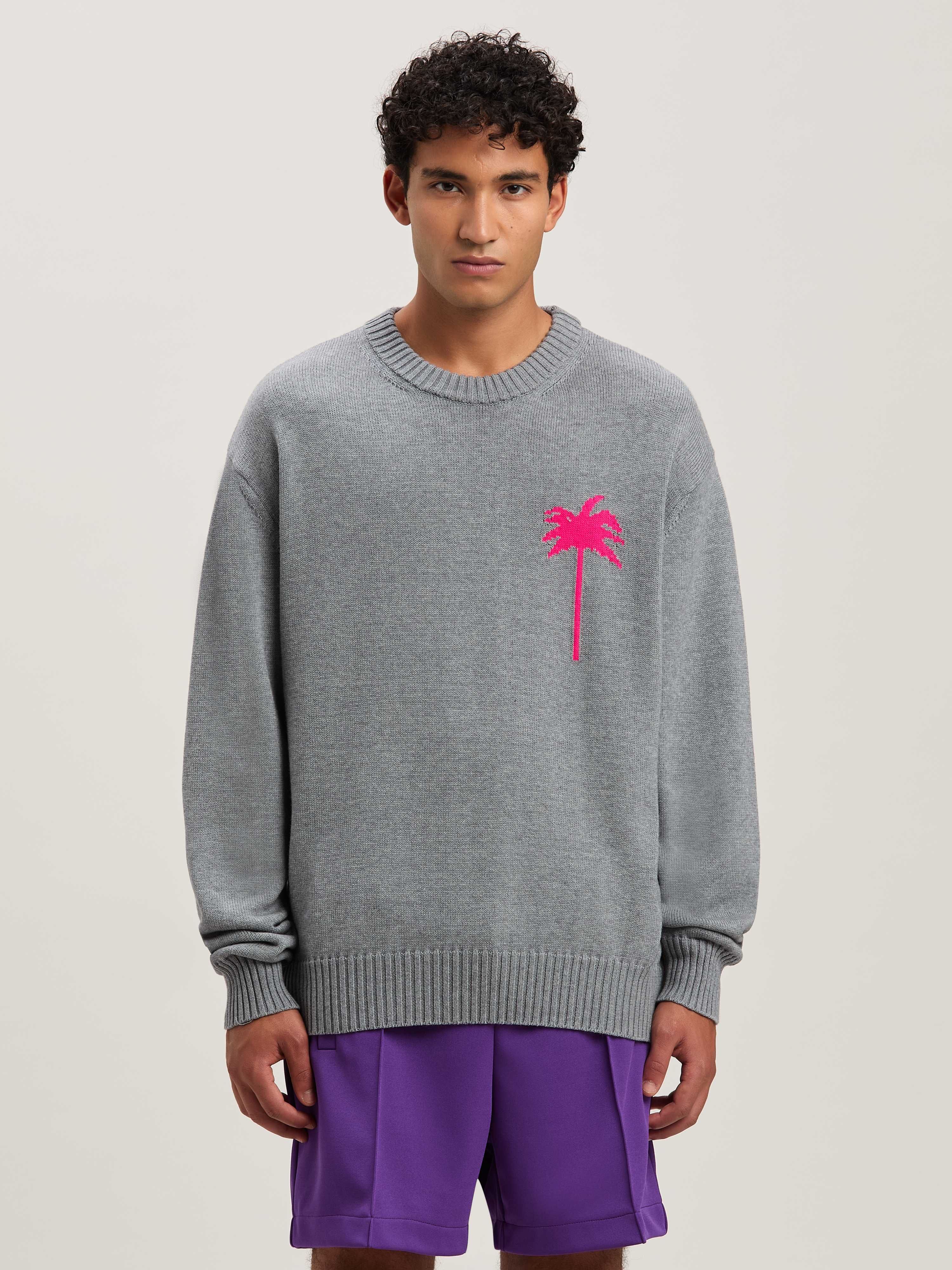 Palm Angels Knit Sweater With Palm Tree Motif