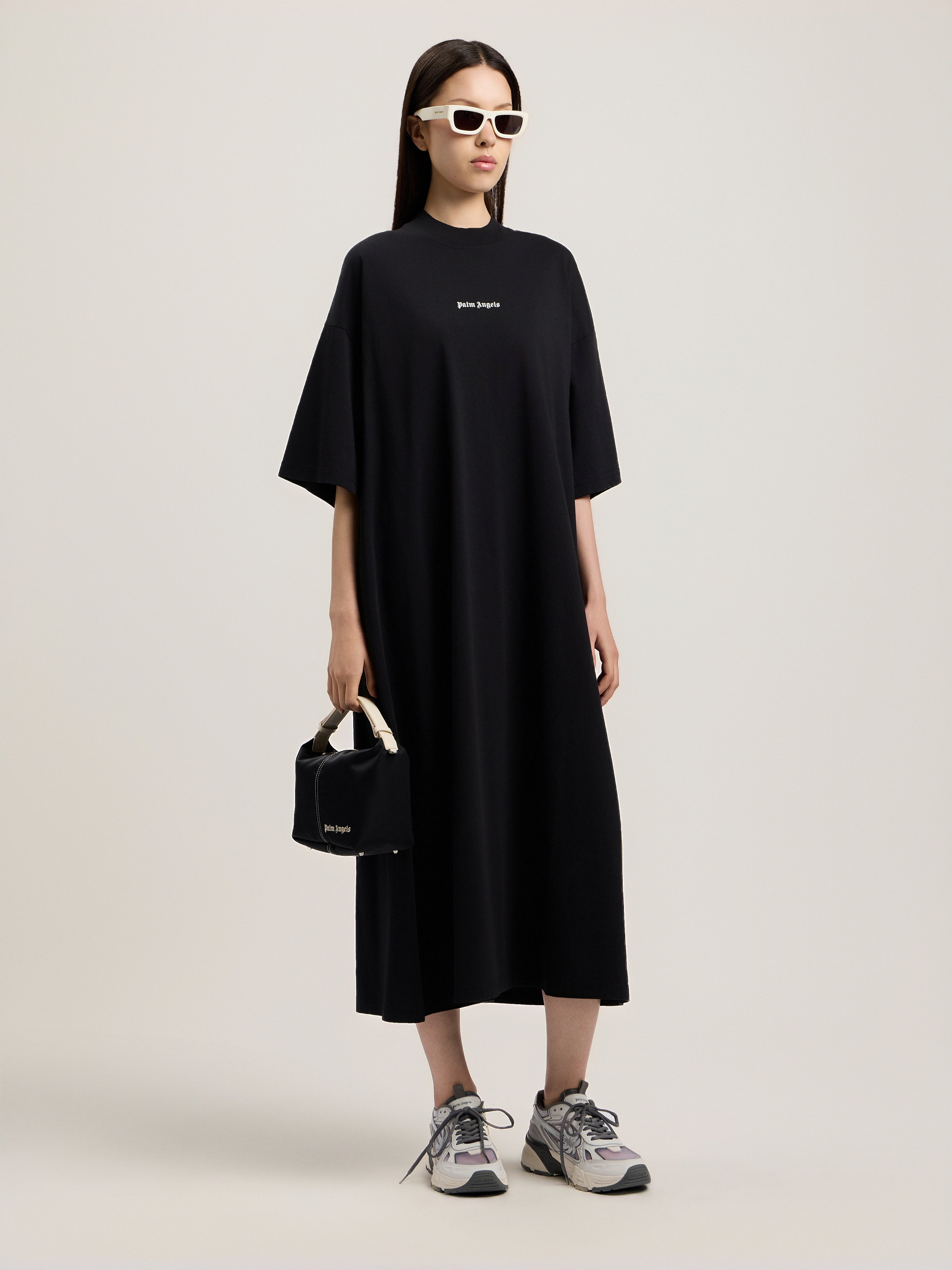 Palm Angels Milan La T-shirt Midi Dress In Black