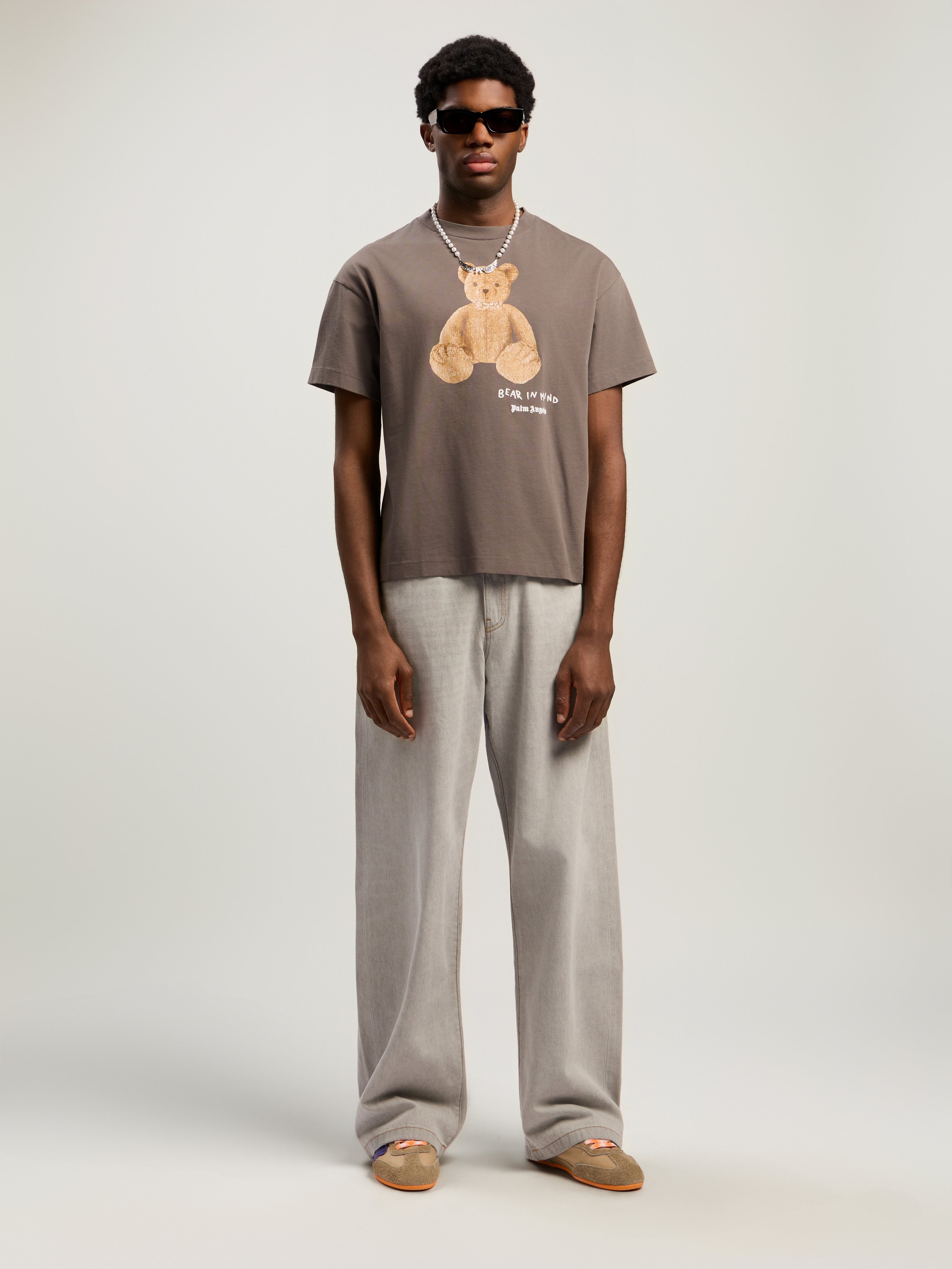 Palm Angels T-shirt Bear In Mind In Brown