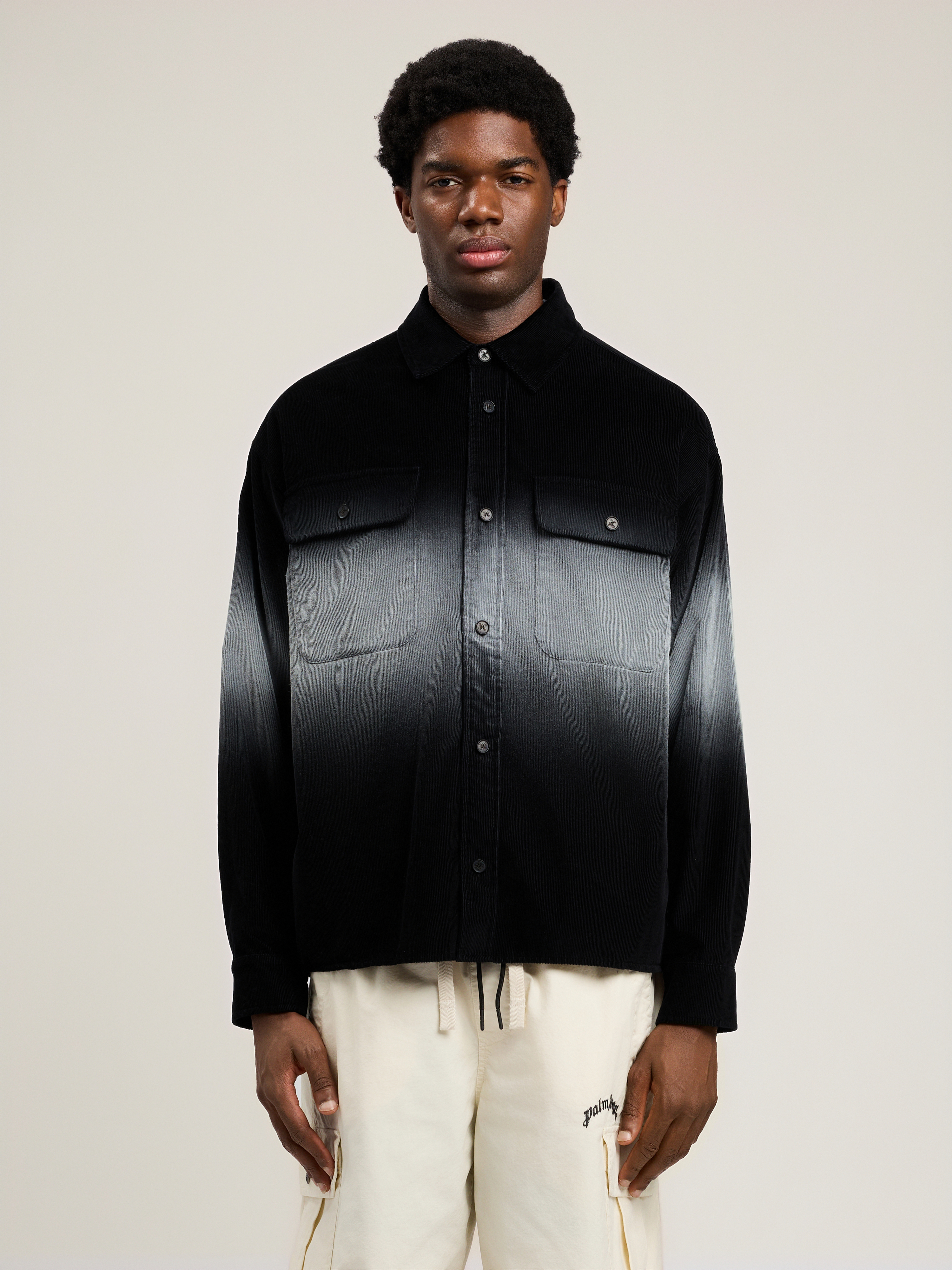  Palm Angels Classic Logo Loose Overshirt Man  Black Off White 