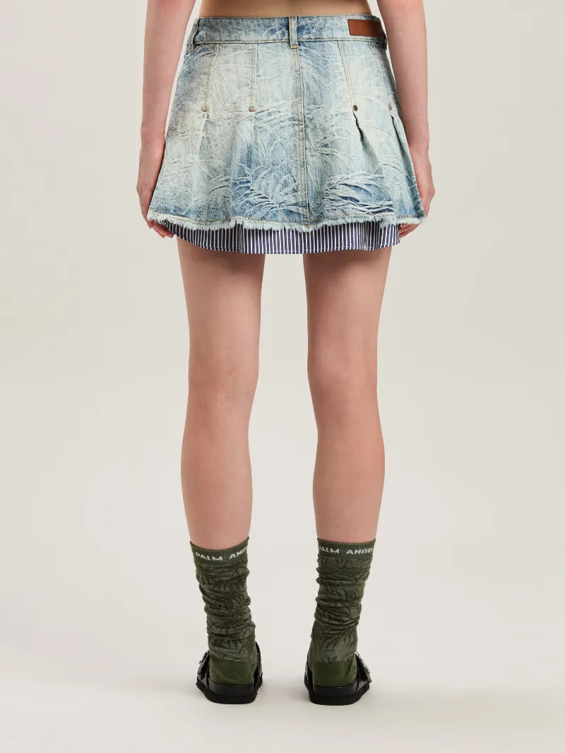 Shop Palm Angels Palms Jacquared Denim Miniskirt