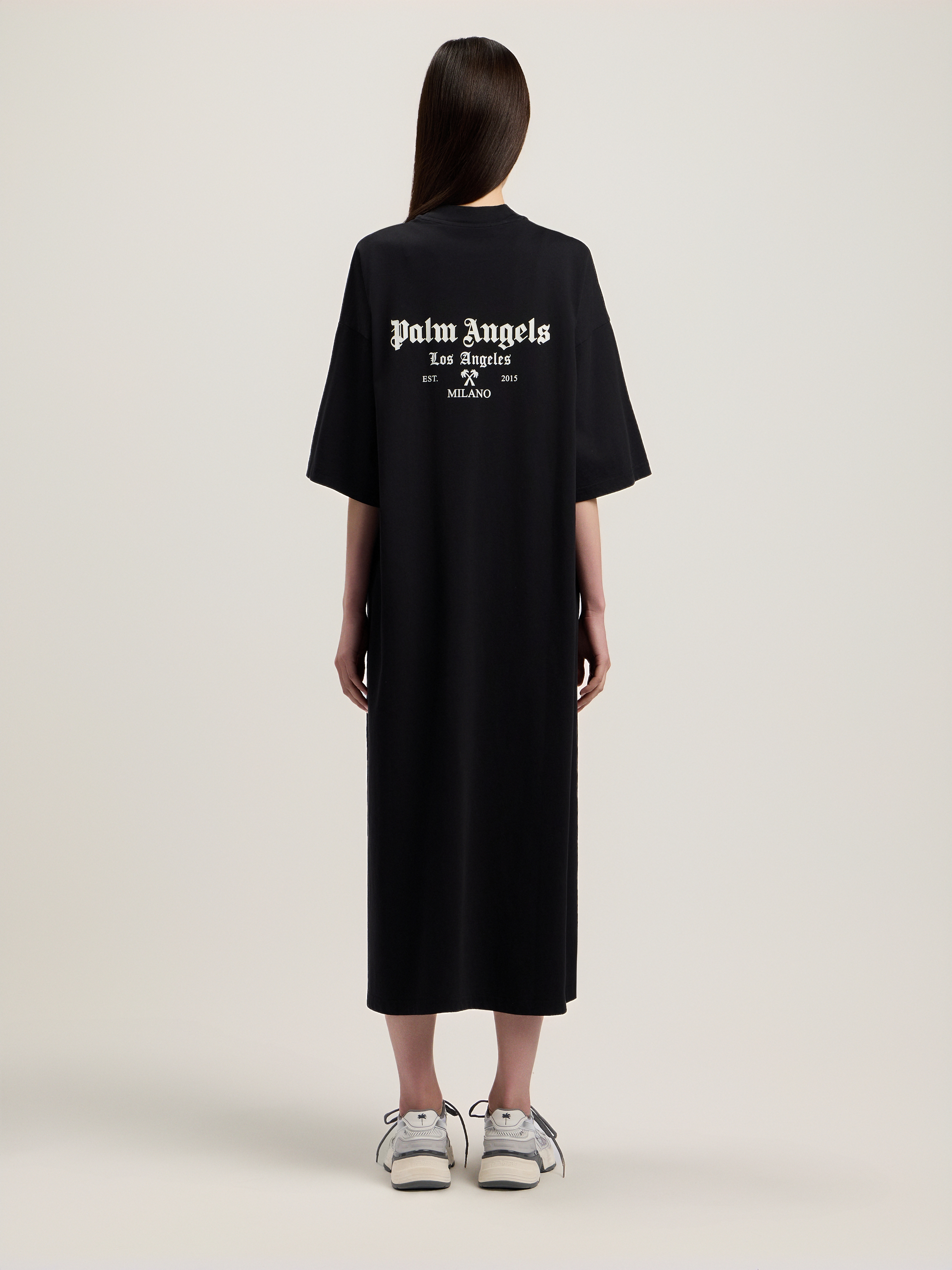 Palm Angels Milan La T-shirt Midi Dress In Black