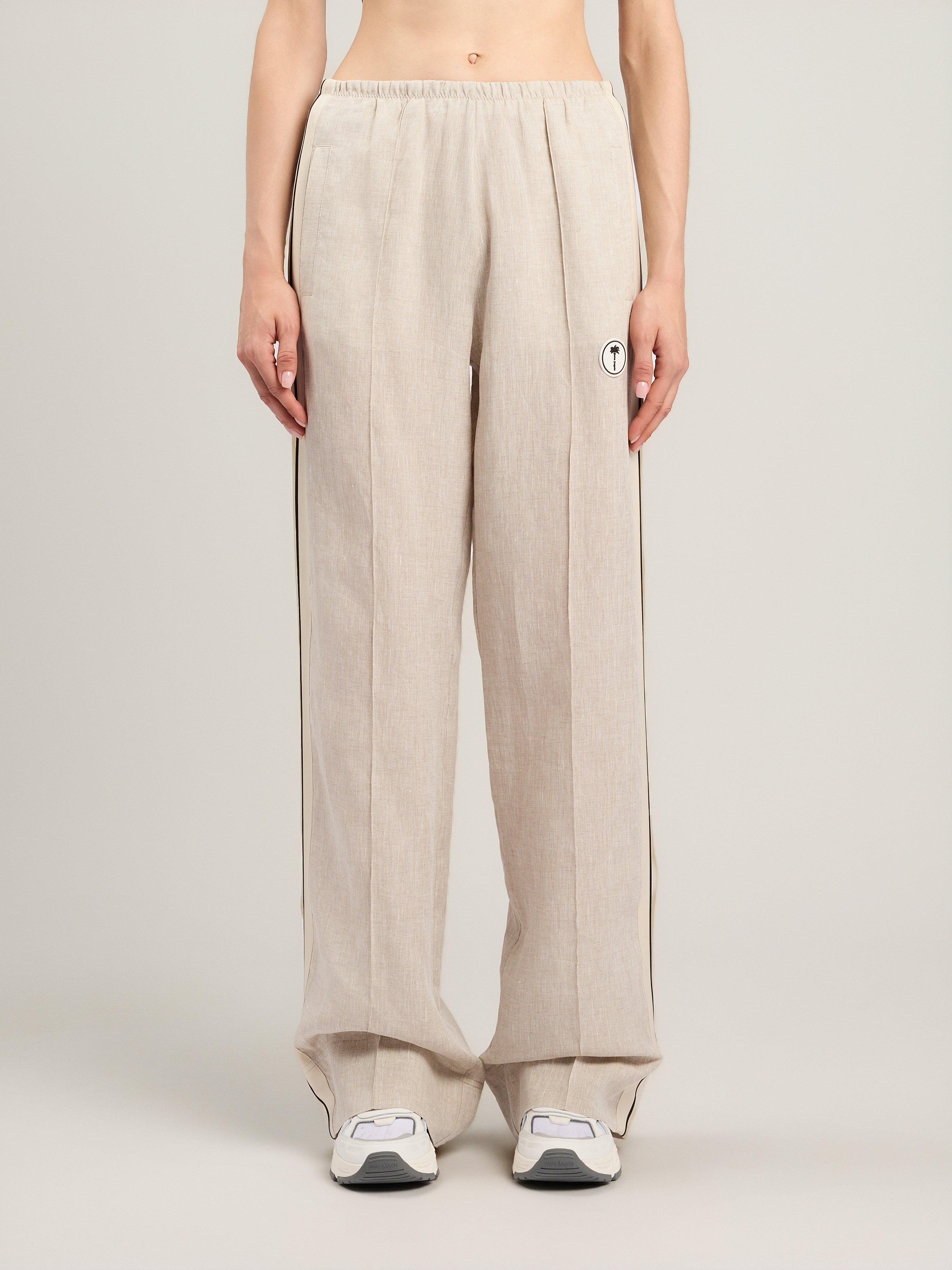  Palm Angels Tree Logo Track Pants Woman  Beige Off White 