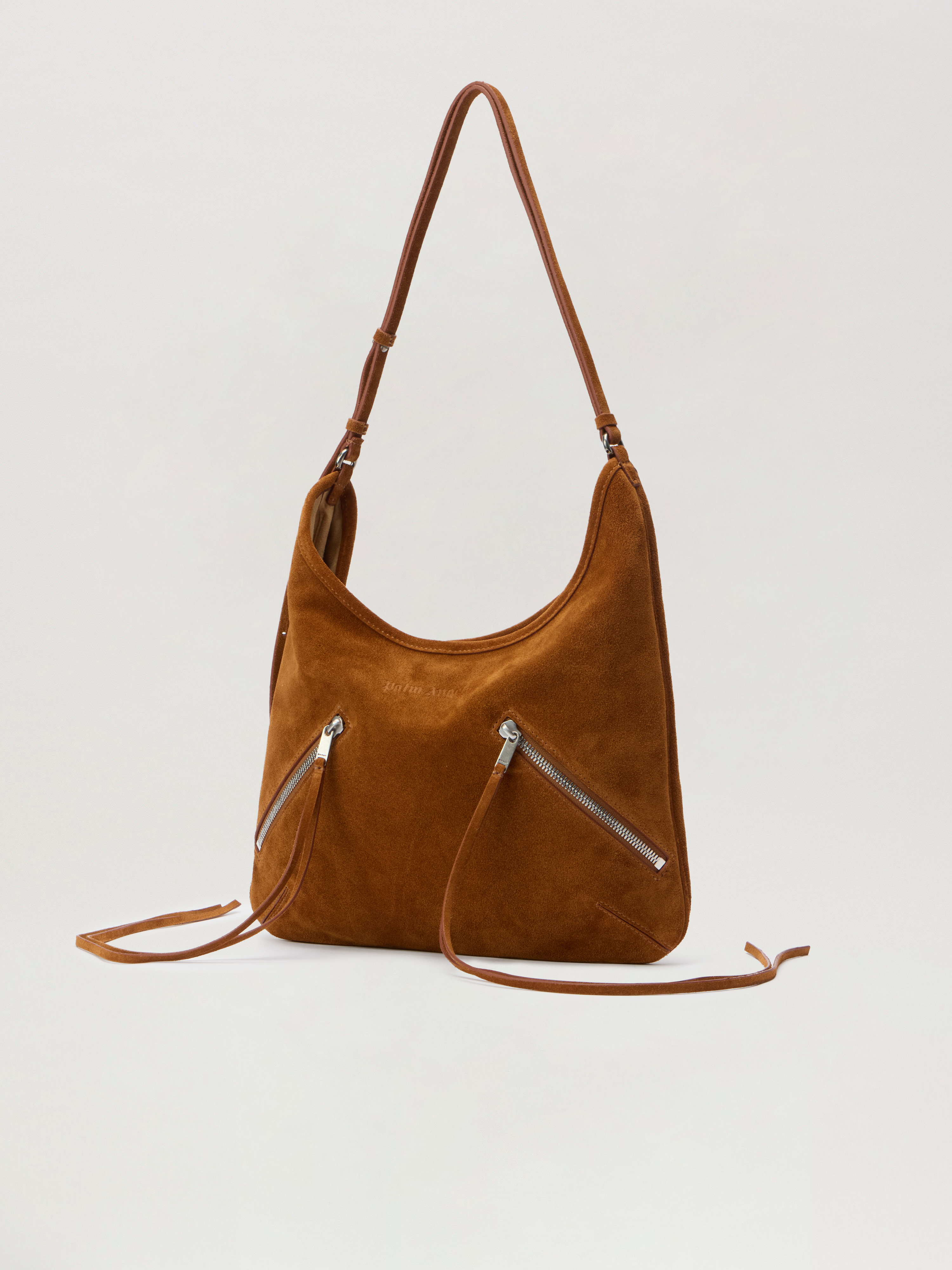 Palm Angels Maxi Zip-up Suede Shoulder Bag