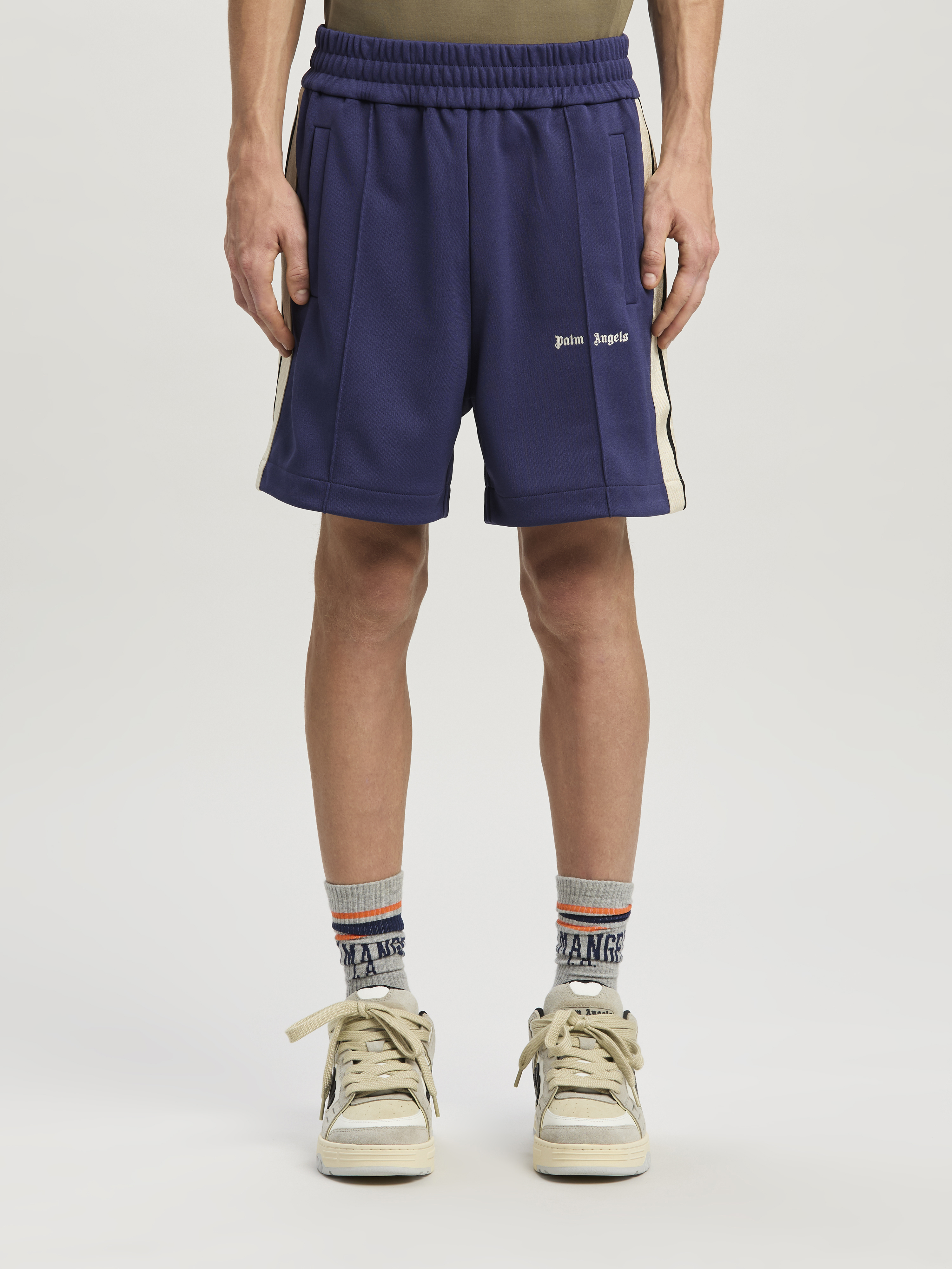 Palm Angels Classic Logo Track Shorts Navy Blue Off
