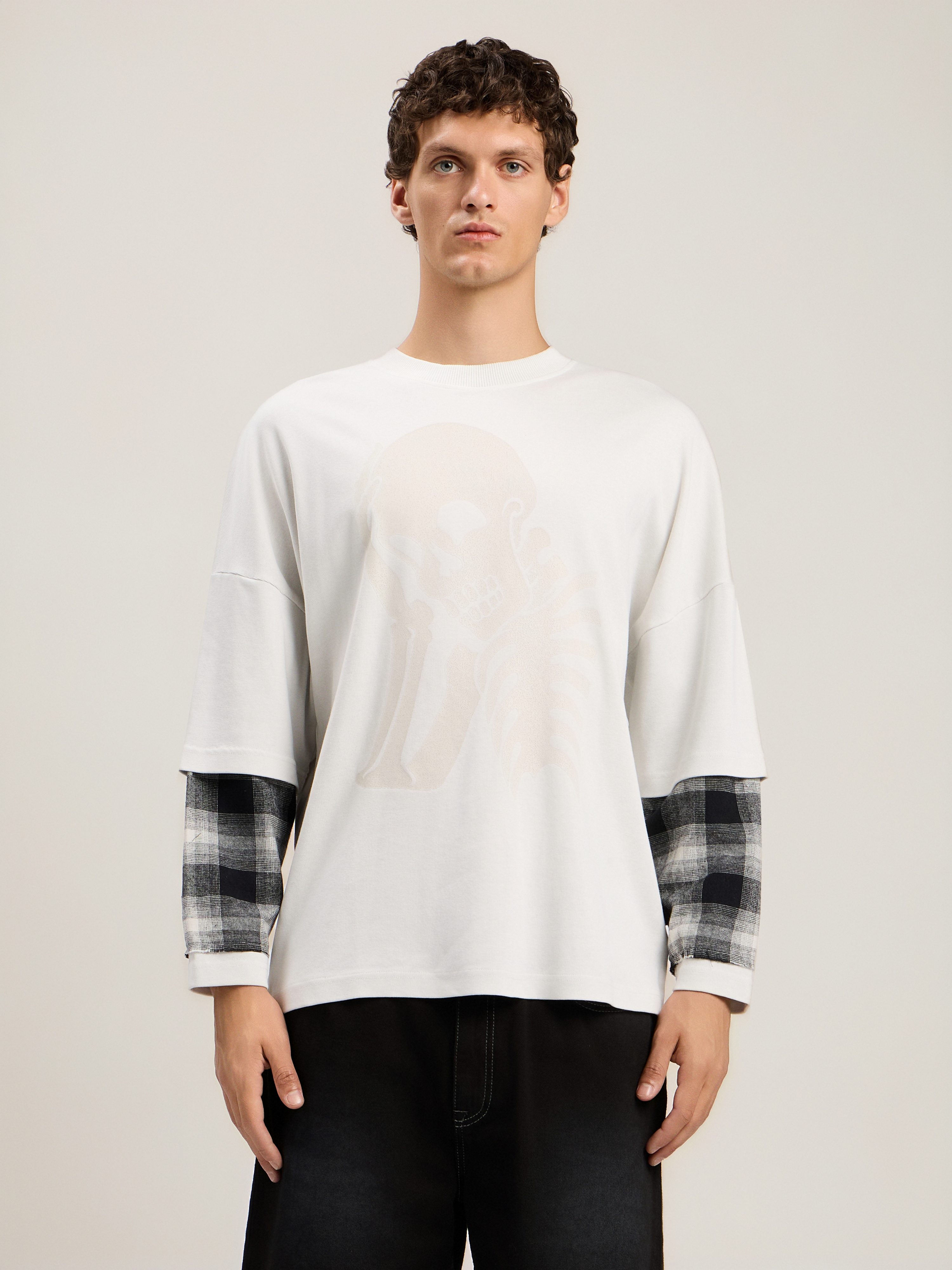 Palm Angels Skull Double Layer T-shirt In White