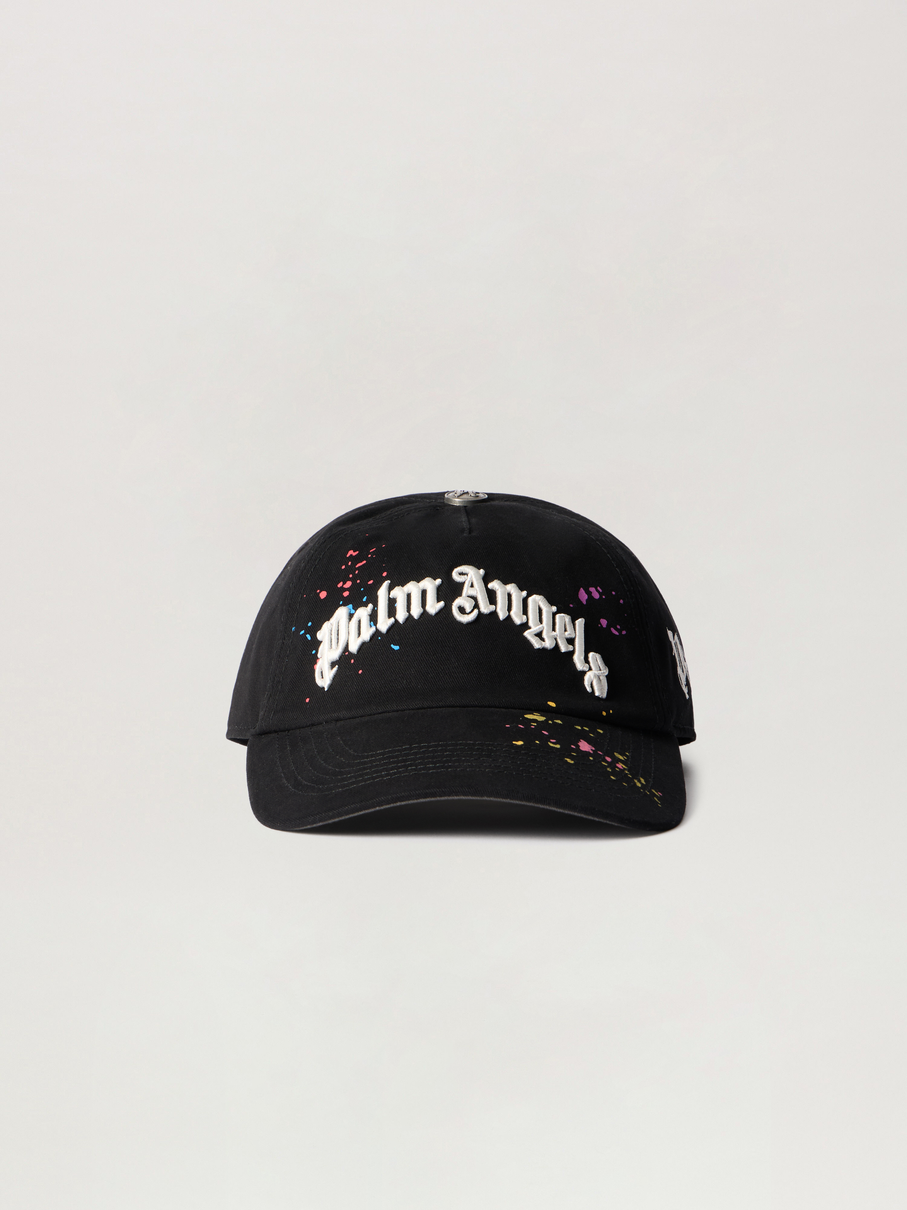 Curved Logo Painted Cap in BLACK - MULTICOLOR for Men | Palm Angels®