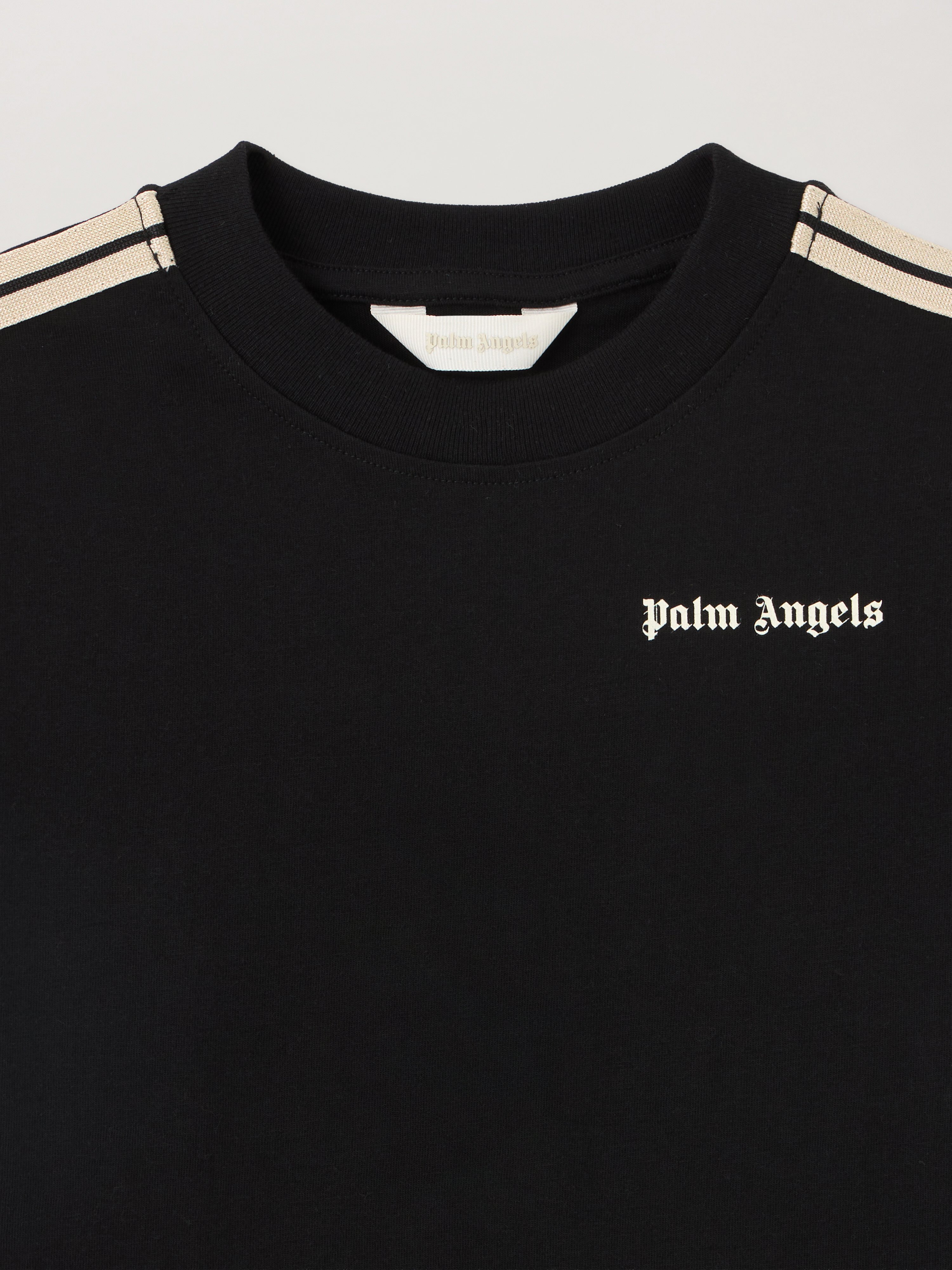  Palm Angels Curved Logo Stripe T-shirt Kids  Nero/black 