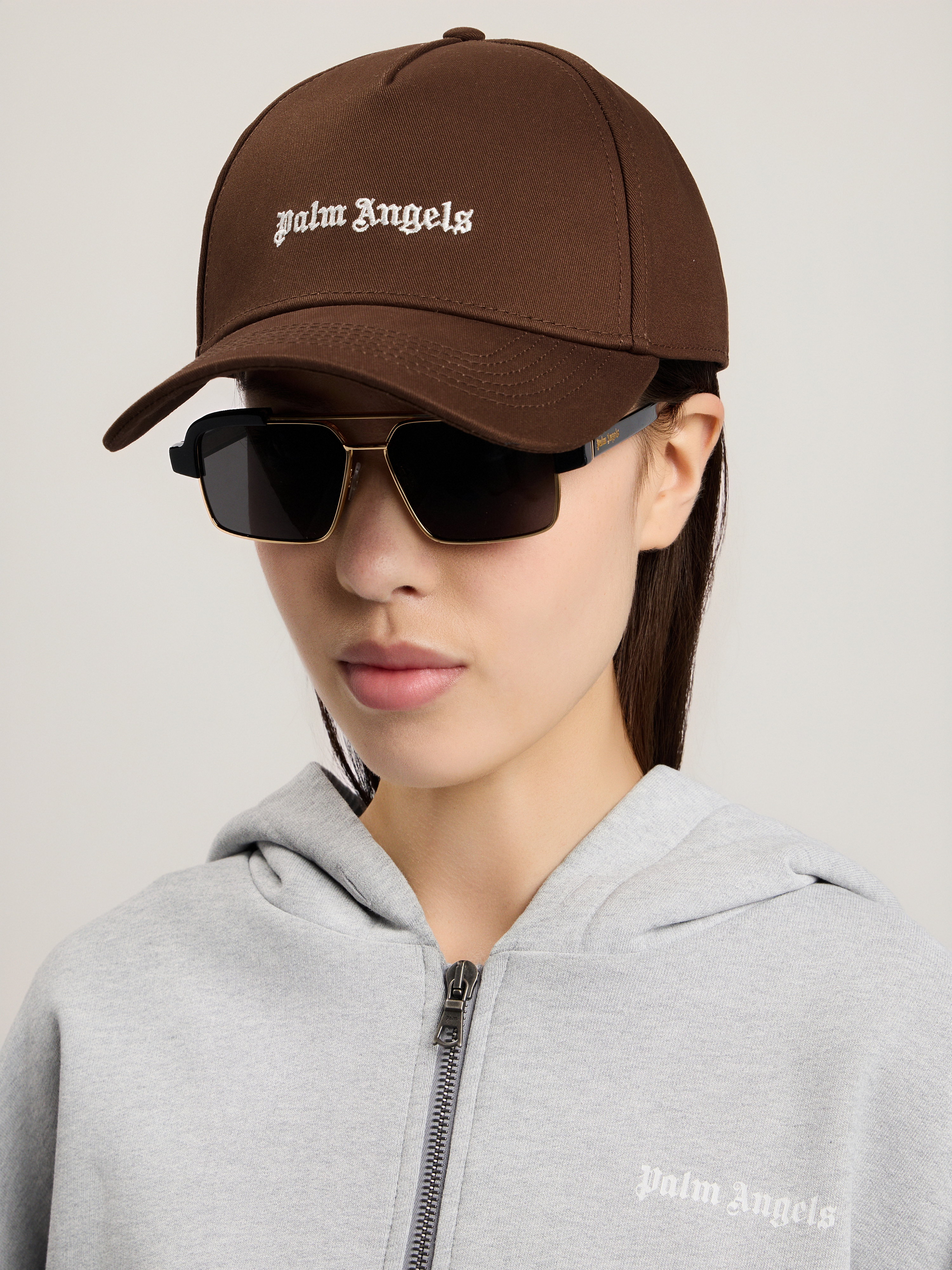  Palm Angels Classic Logo Cap Man  Brown Off White 