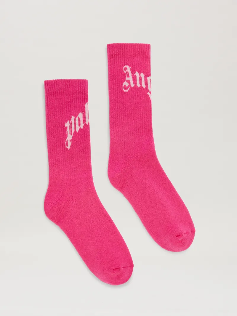 PALM ANGELS CURVED LOGO SHORT SOCKS