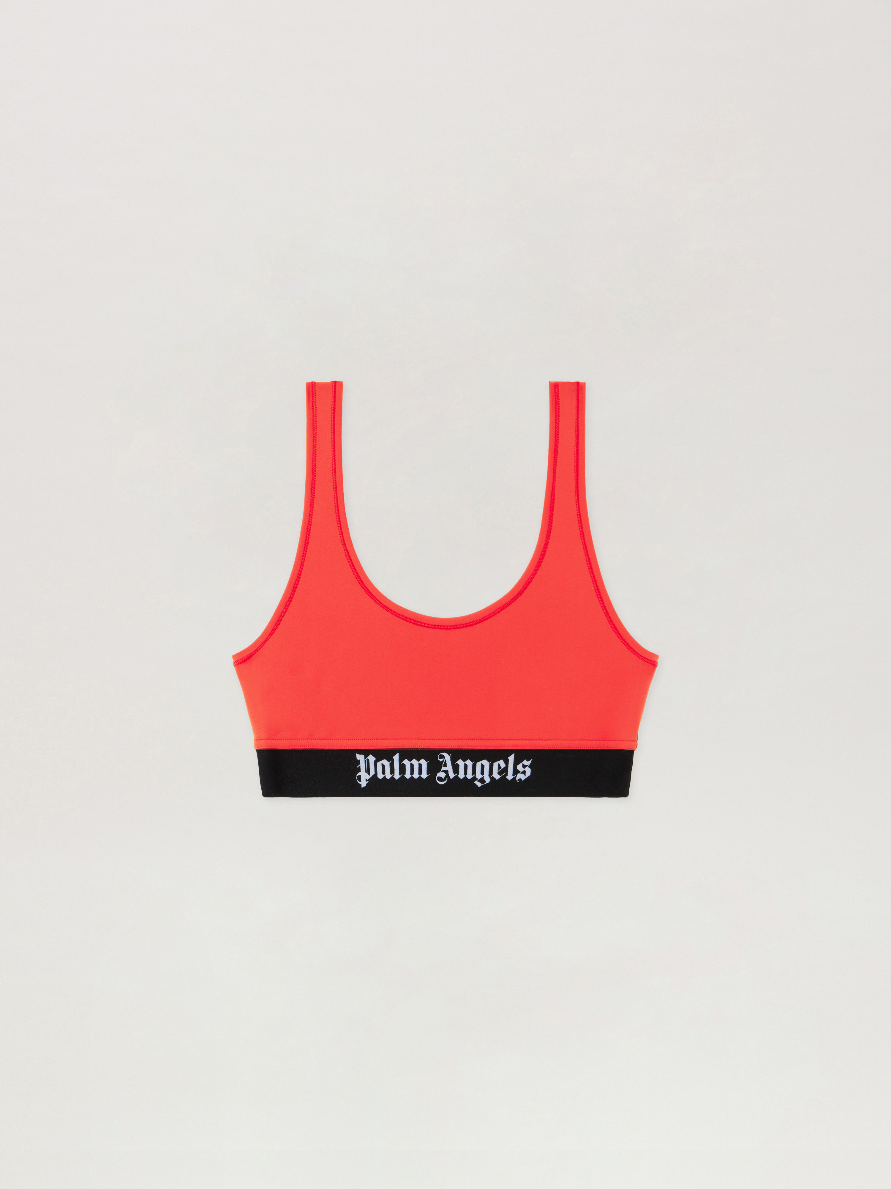 Palm Angels Red Logo Scoop Neck Tank Top In Black